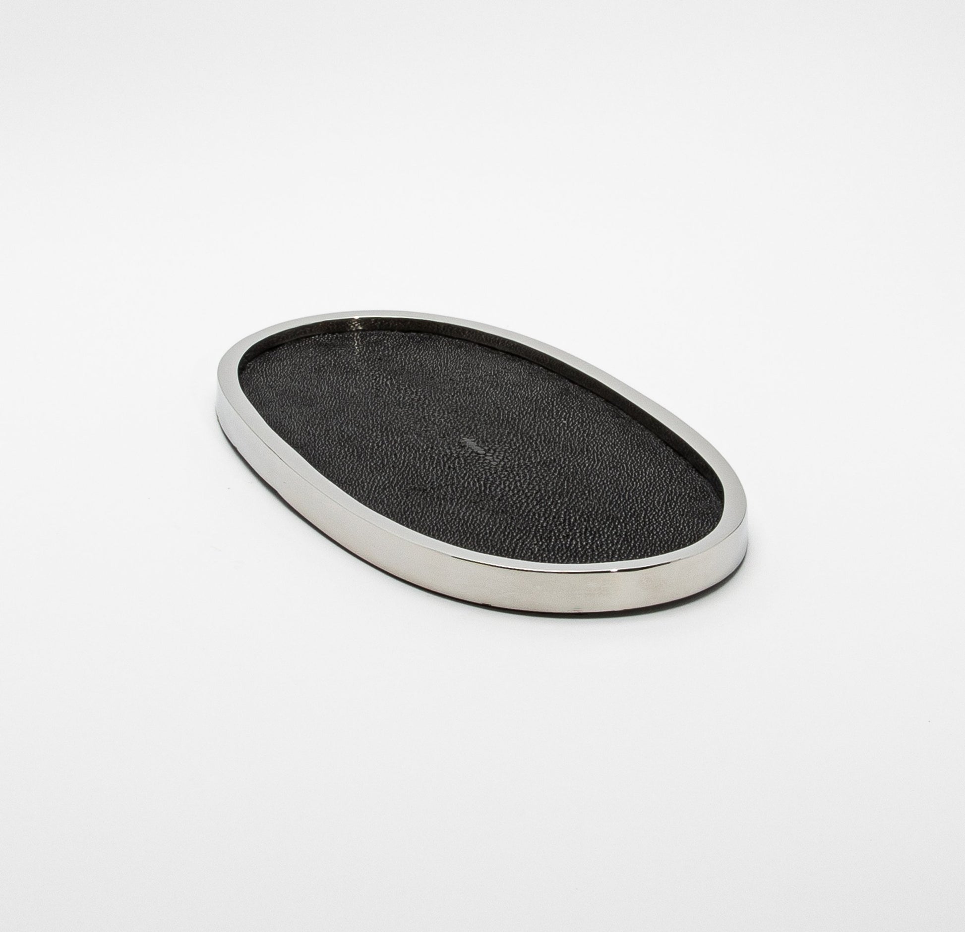 Tray in Shagreen with Polished Stainless Steel by Kifu Paris