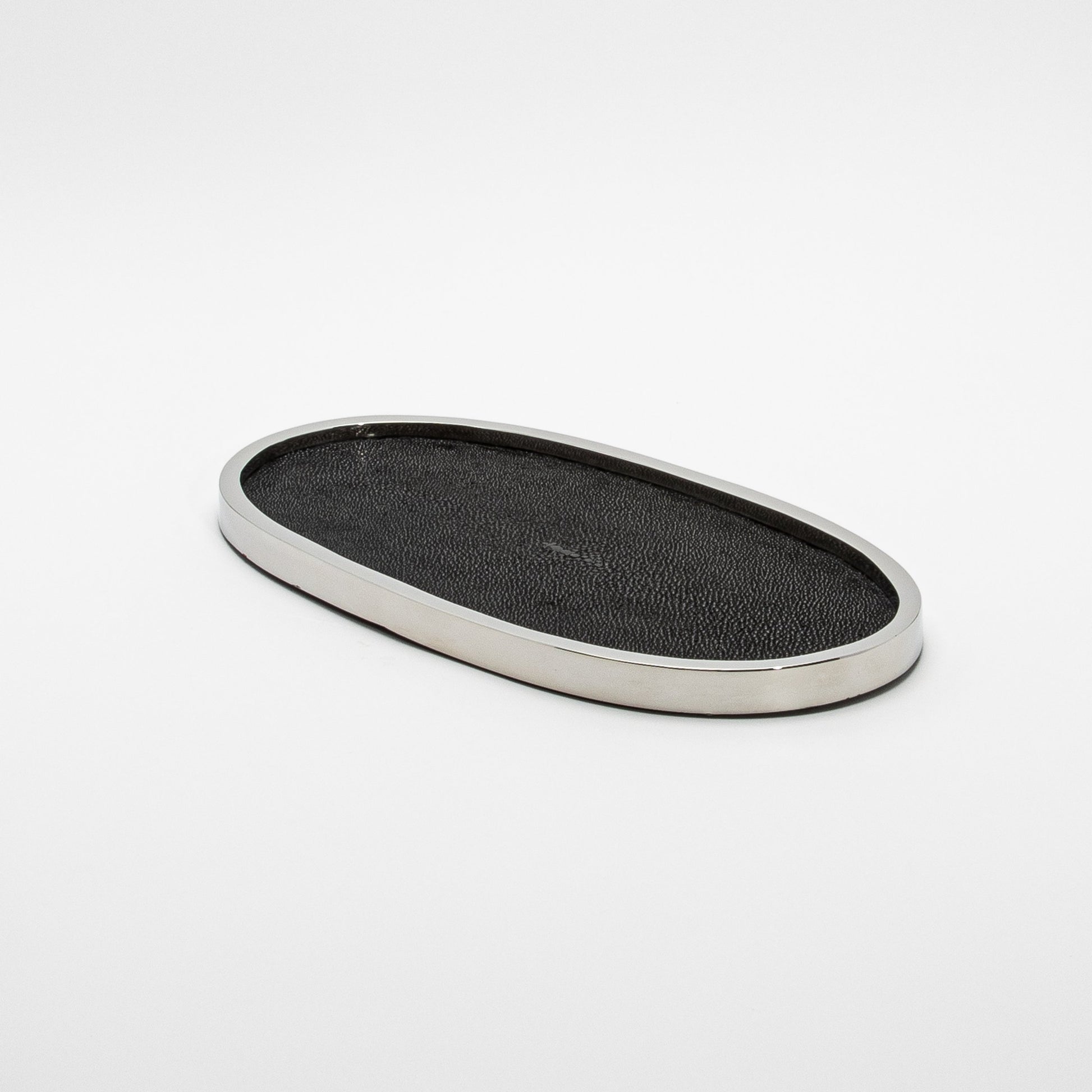 Tray in Shagreen with Polished Stainless Steel by Kifu Paris