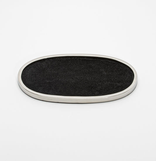 Tray in Shagreen with Polished Stainless Steel by Kifu Paris