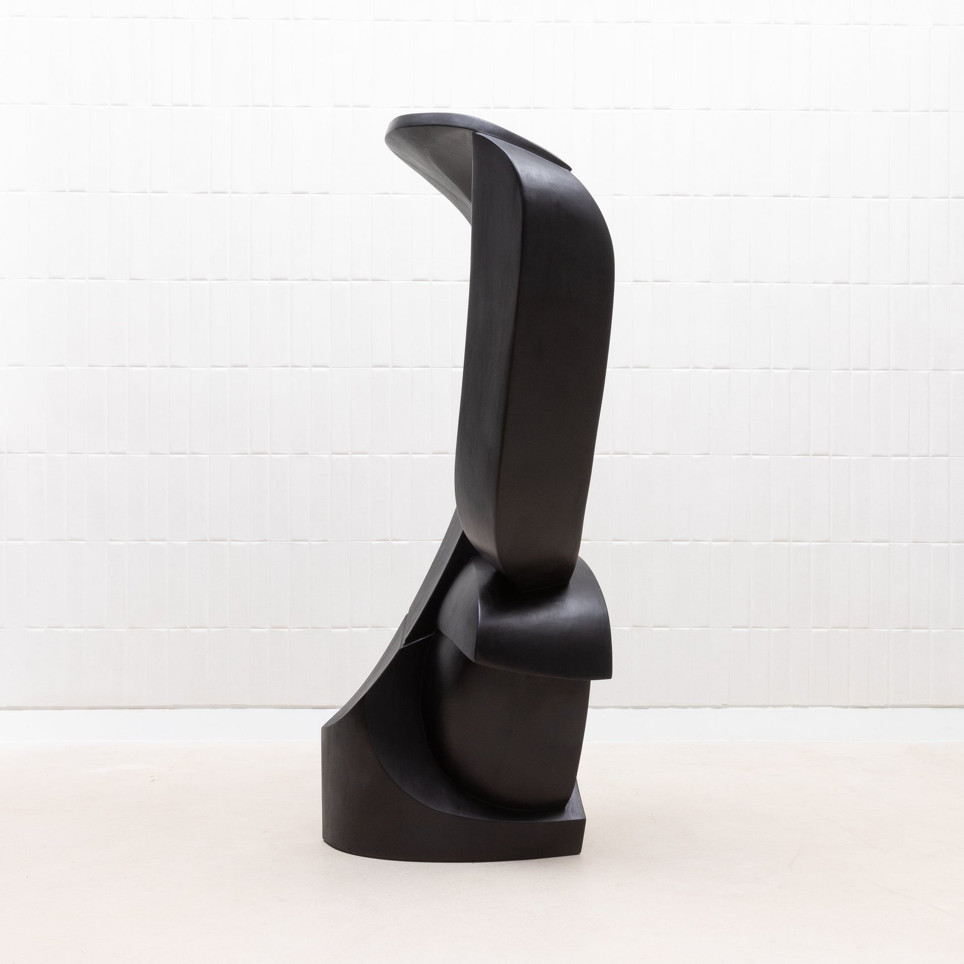 Modern Abstract Sculpture in Black Oak by Patrick Coard Paris