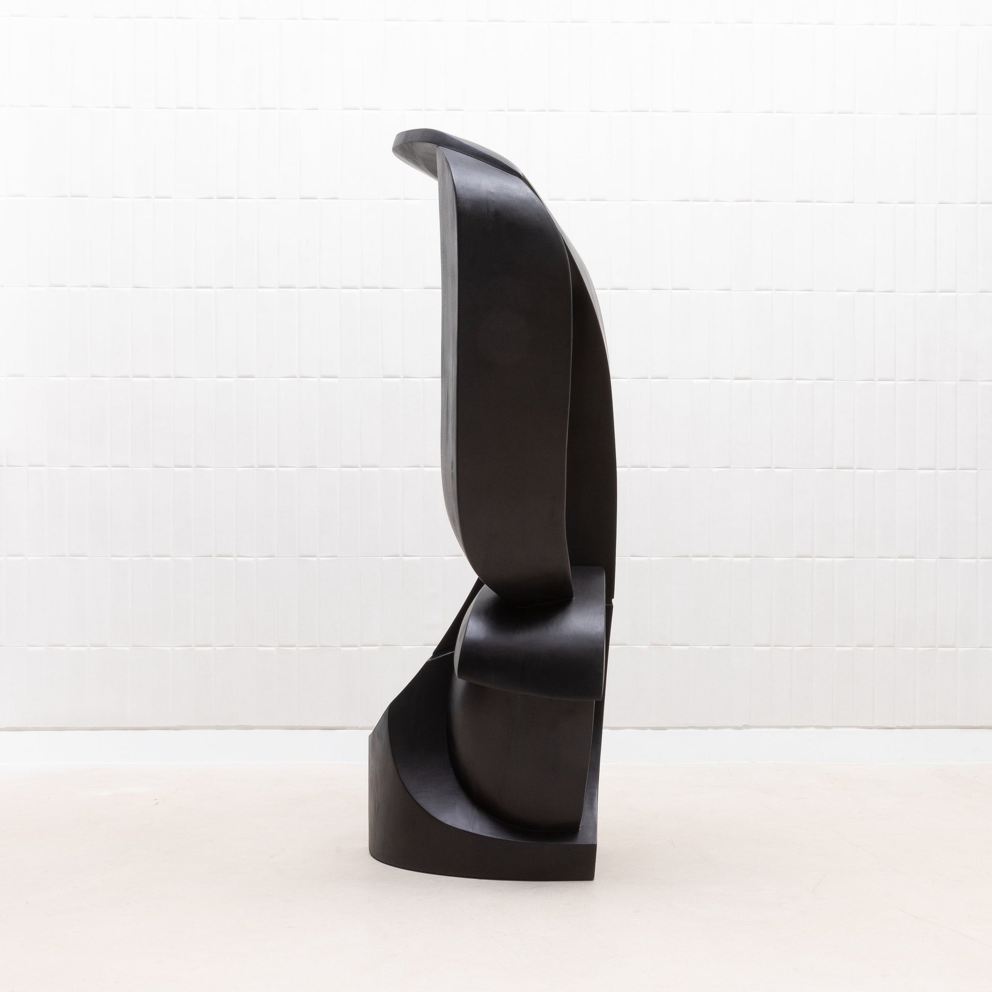 Modern Abstract Sculpture in Black Oak by Patrick Coard Paris