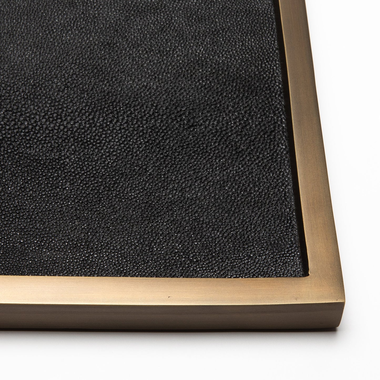 Large Square Tray in Black Shagreen with Bronze Patina Brass by Kifu Paris