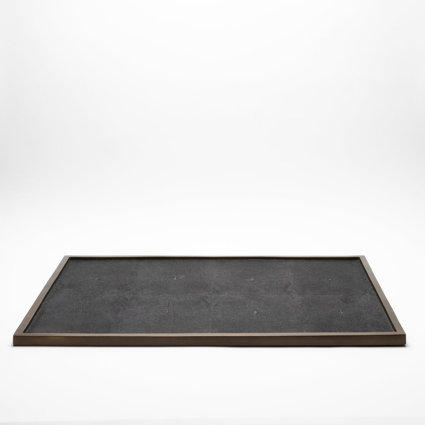 Extra Large Rectangular Tray in Black Shagreen with Bronze Patina Brass by Kifu Paris