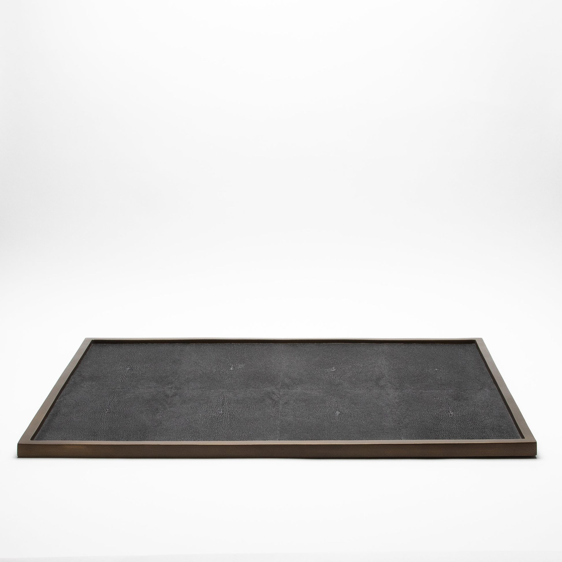 Extra Large Rectangular Tray in Black Shagreen with Bronze Patina Brass by Kifu Paris