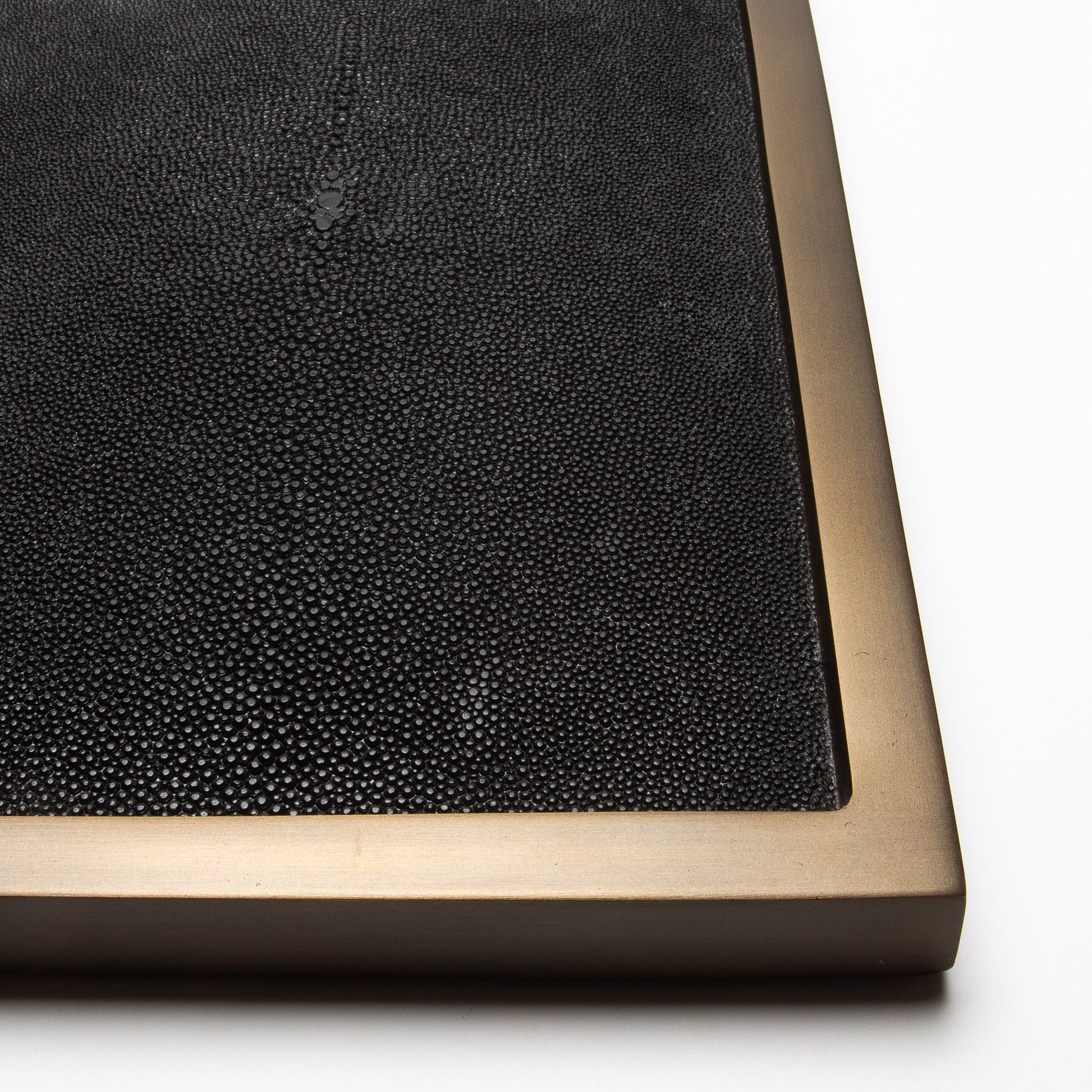 Extra Large Rectangular Tray in Black Shagreen with Bronze Patina Brass by Kifu Paris