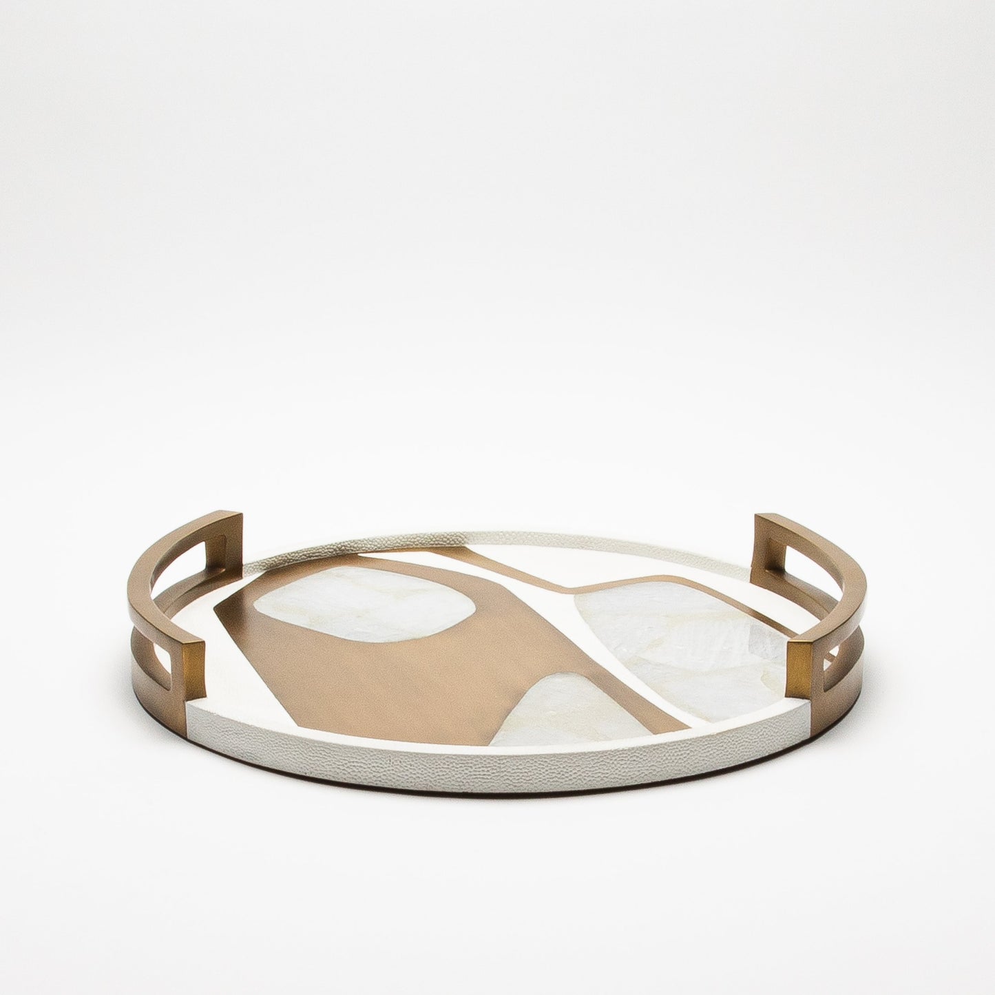 Round Tray in Shagreen with Quartz  by R&Y Augousti