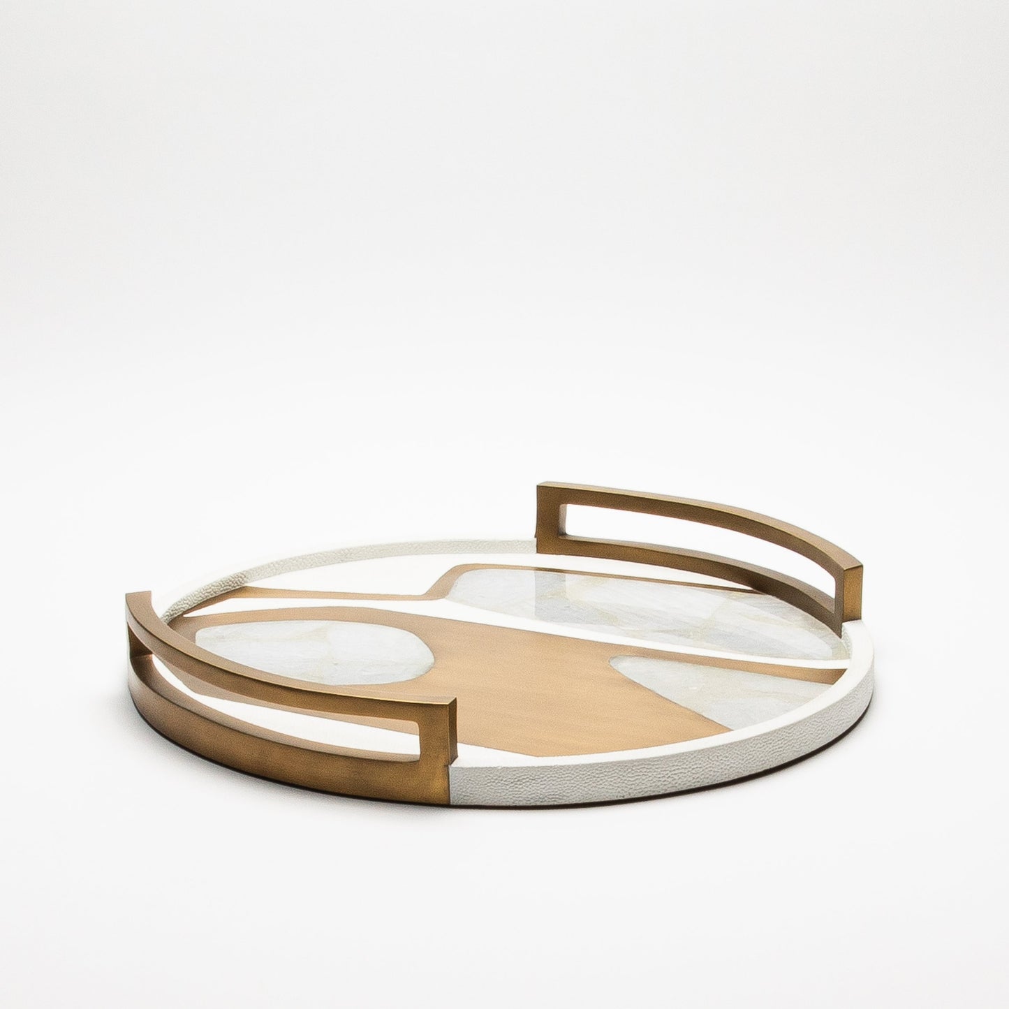 Round Tray in Shagreen with Quartz  by R&Y Augousti
