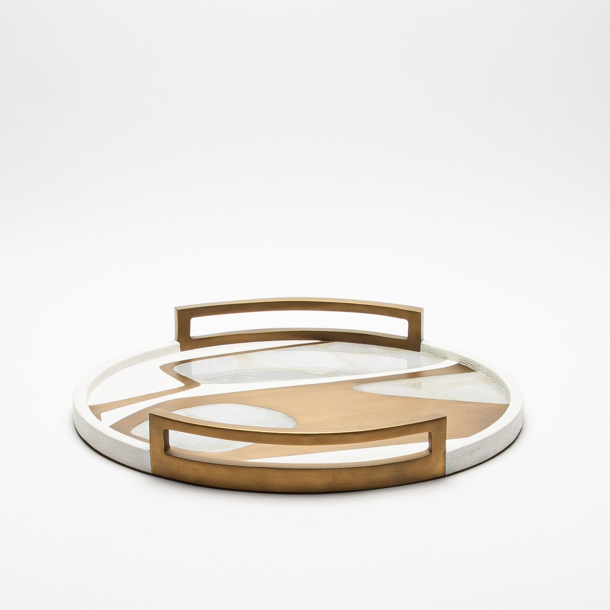Round Tray in Shagreen with Quartz  by R&Y Augousti
