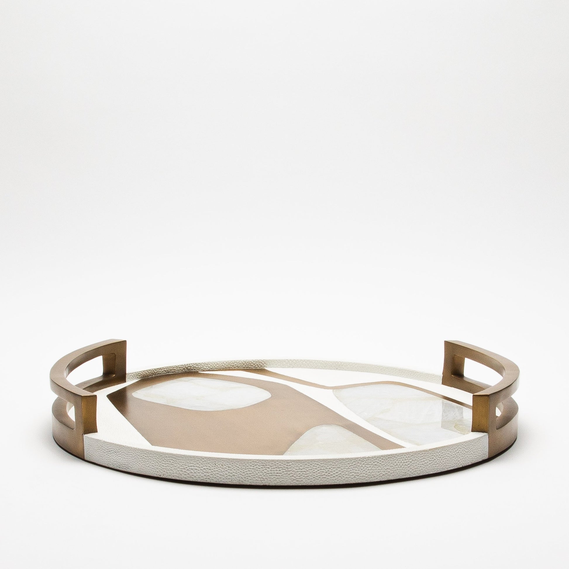 Round Tray in Shagreen with Quartz  by R&Y Augousti