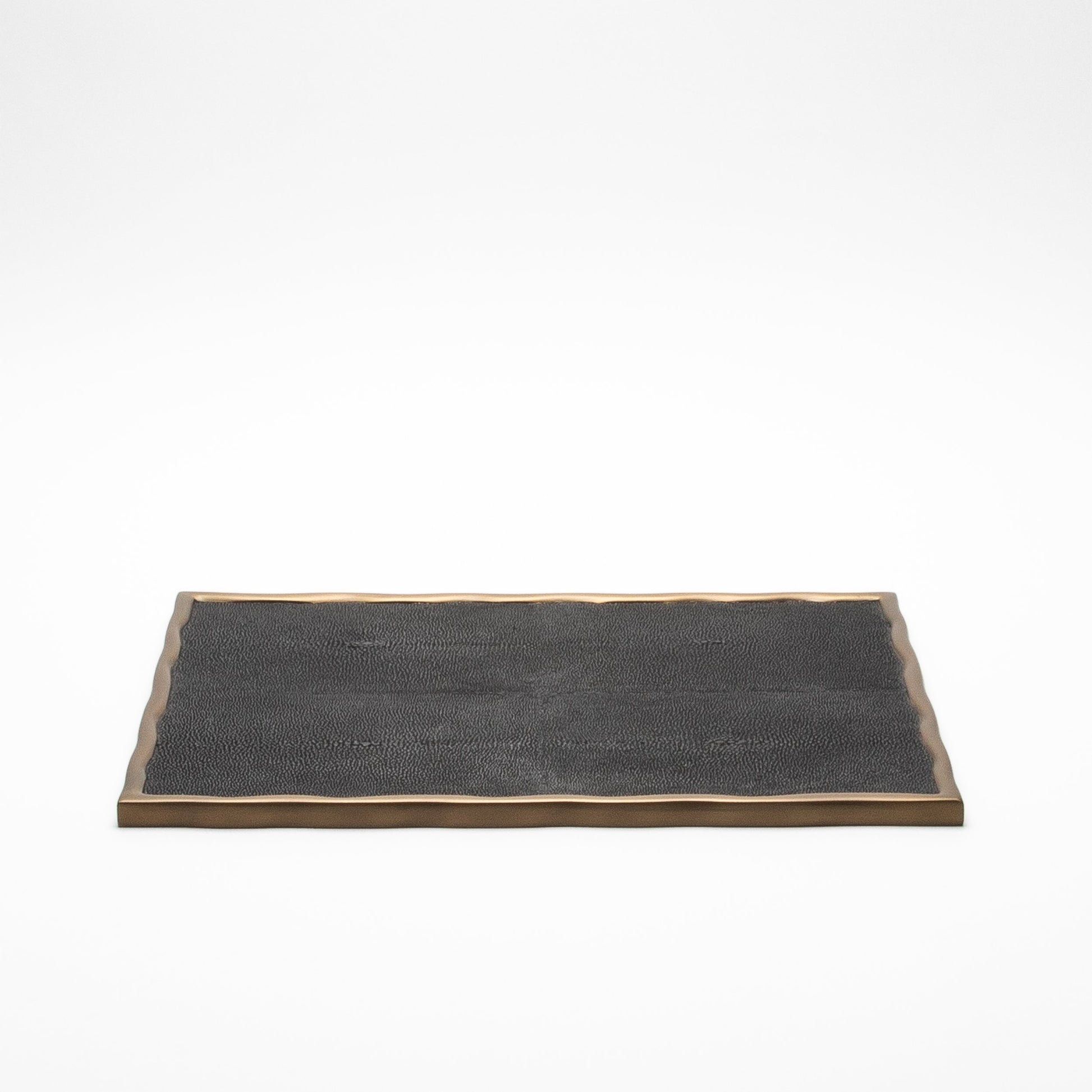 Rectangular Melting Tray in Black Shagreen with Bronze Patina Brass by R&Y Augousti