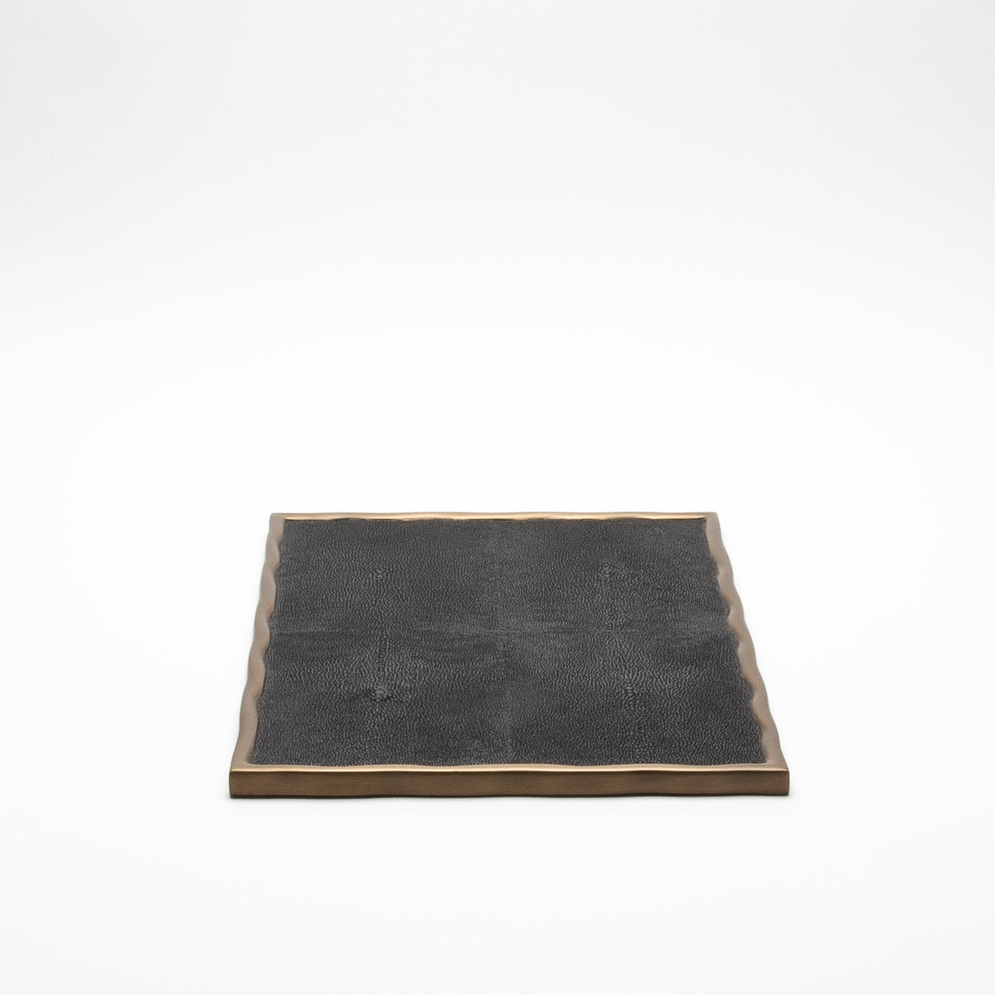 Rectangular Melting Tray in Black Shagreen with Bronze Patina Brass by R&Y Augousti