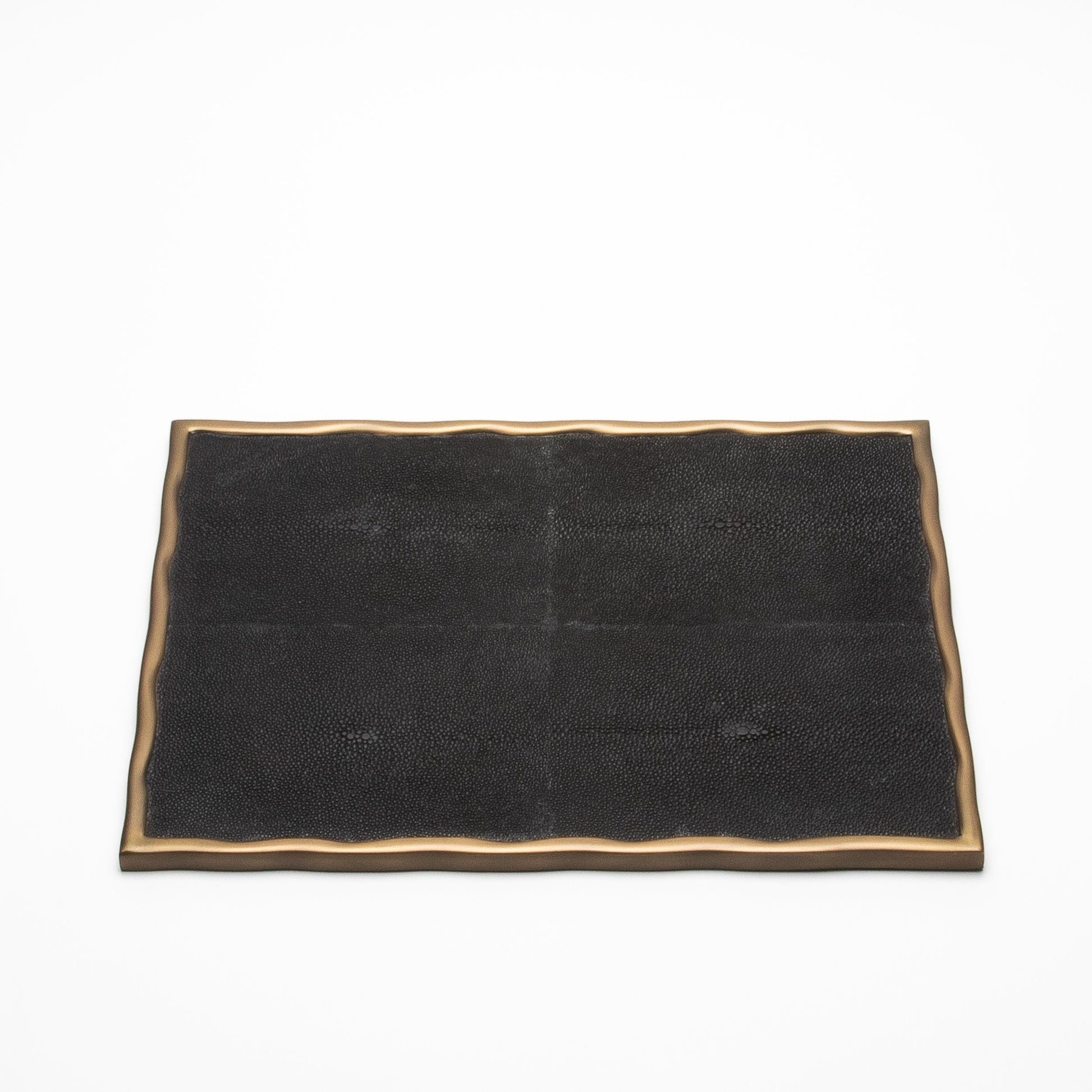 Rectangular Melting Tray in Black Shagreen with Bronze Patina Brass by R&Y Augousti