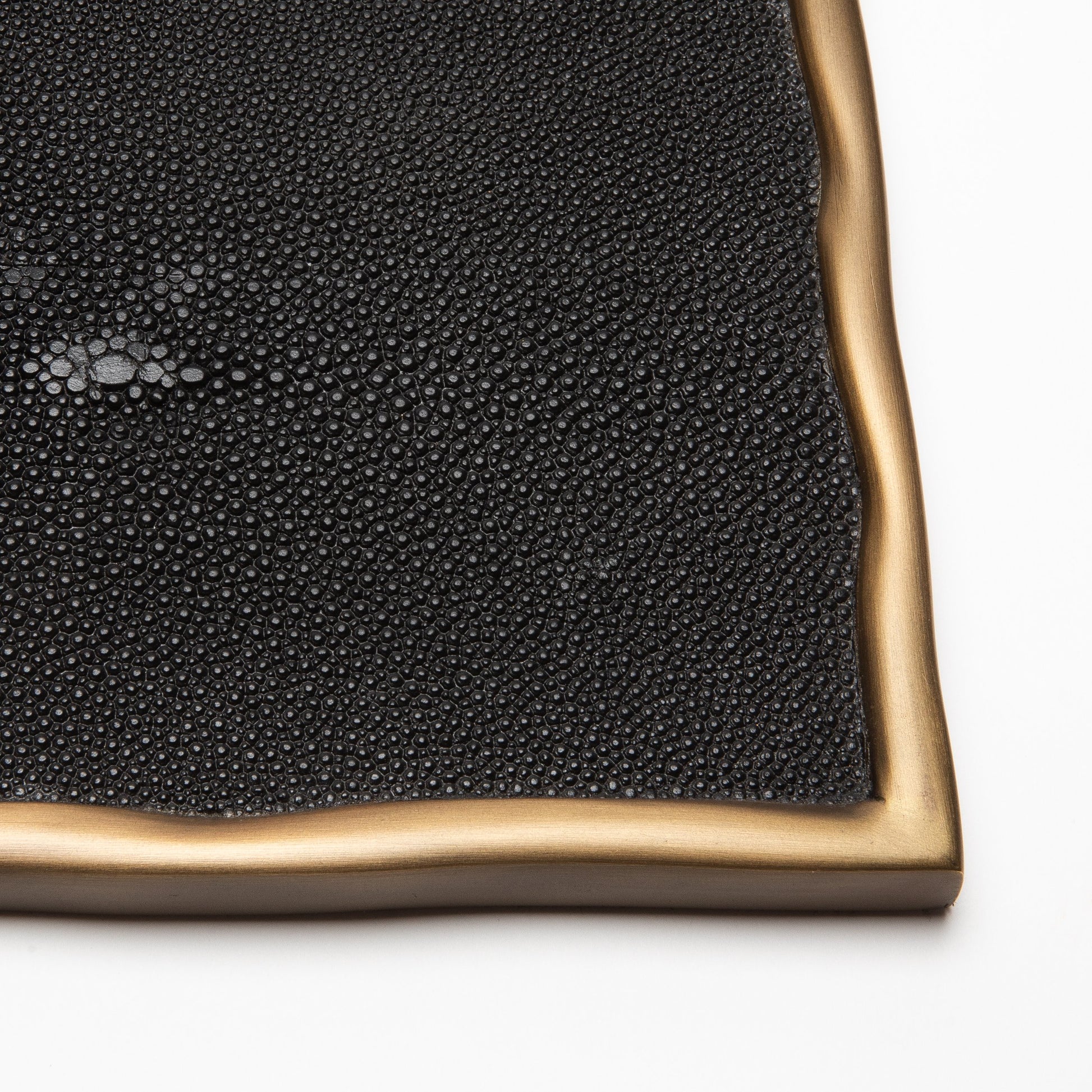 Rectangular Melting Tray in Black Shagreen with Bronze Patina Brass by R&Y Augousti