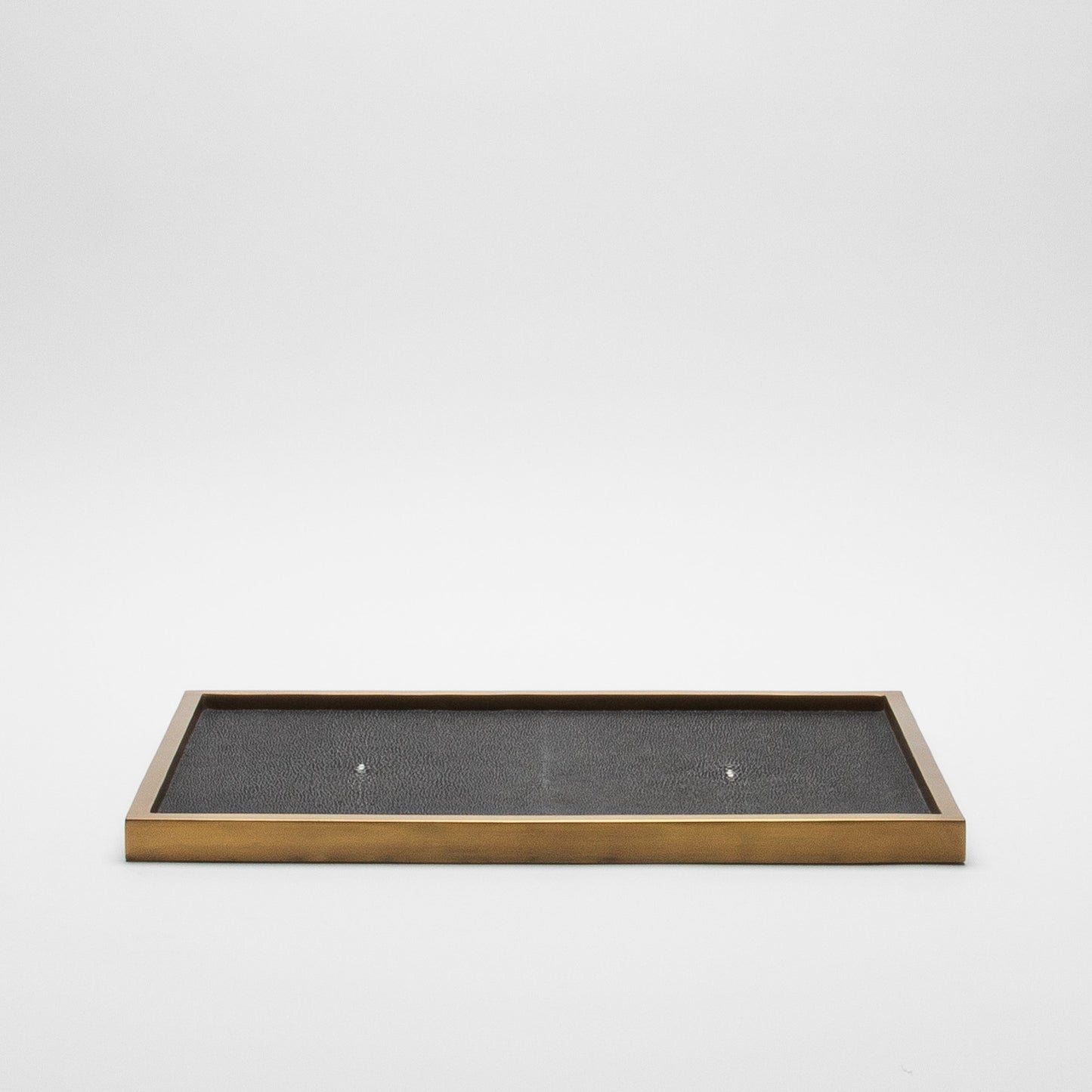 Rectangular Tray in Black Shagreen with Bronze Patina Brass Insert by Kifu Paris