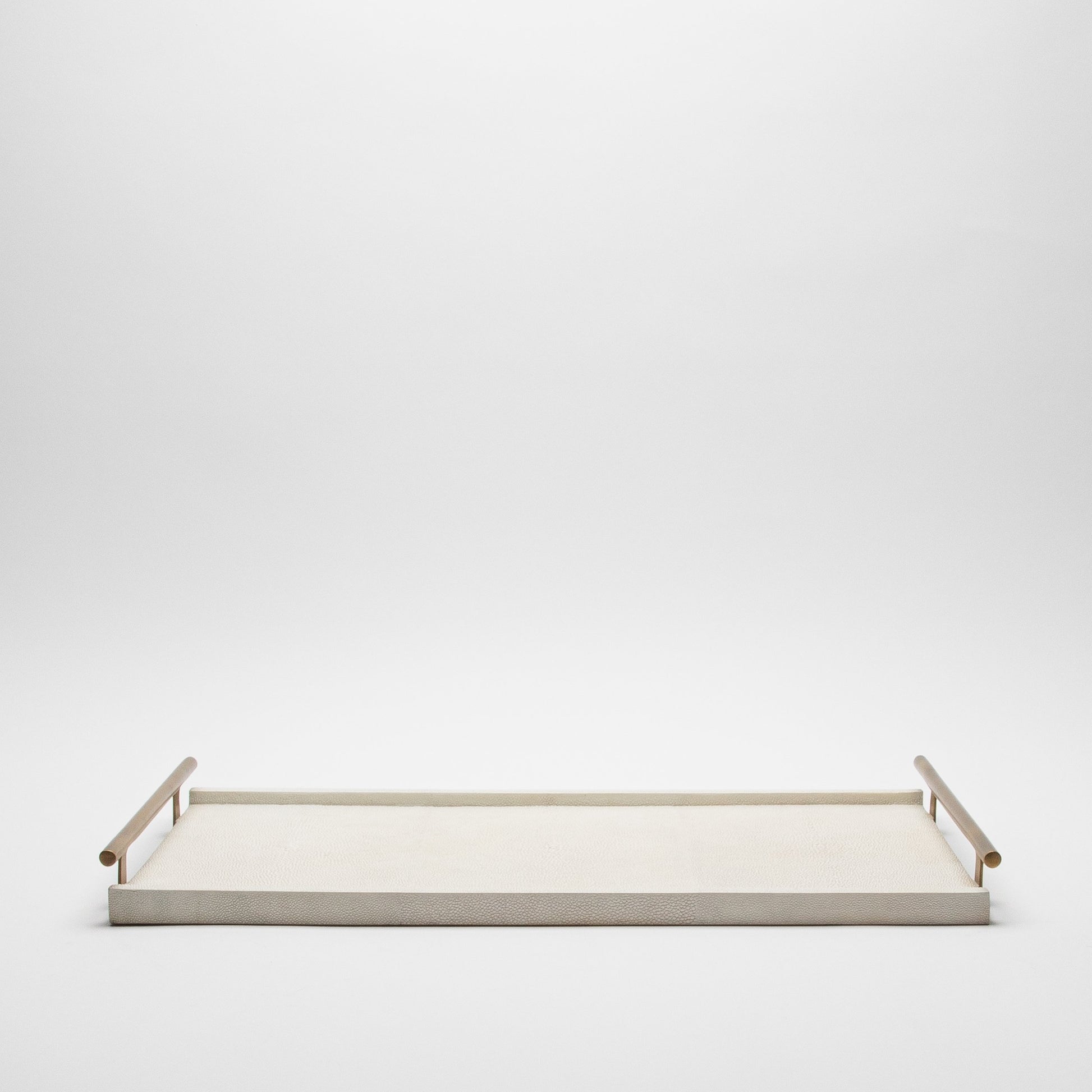 Rectangular Tray in Natural Cream Shagreen with Bronze Patina Brass by R&Y Augousti