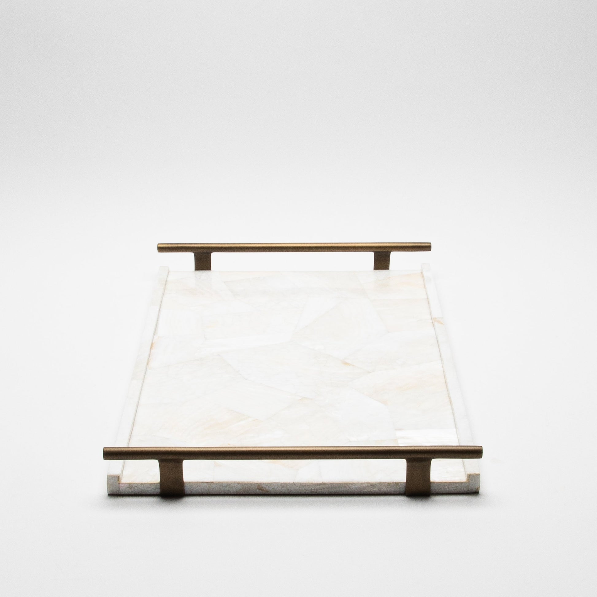 Rectangular Tray in Mother of Pearl with Bronze Patina Brass by R&Y Augousti