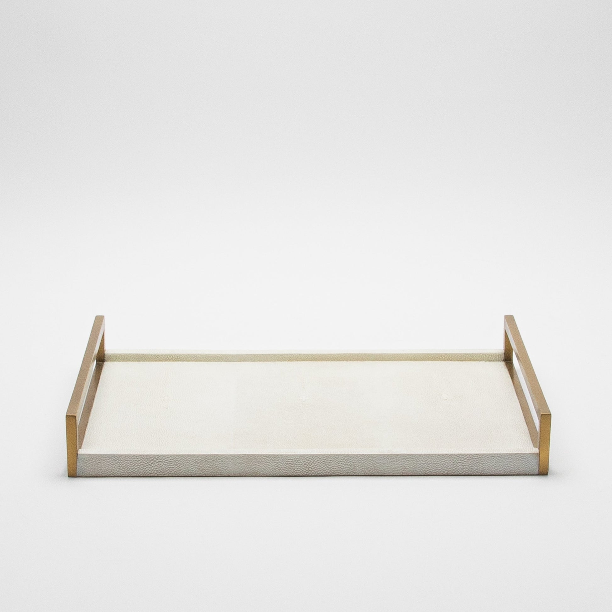 Rectangular Tray in Natural Cream Shagreen with Bronze Patina Brass by R&Y Augousti