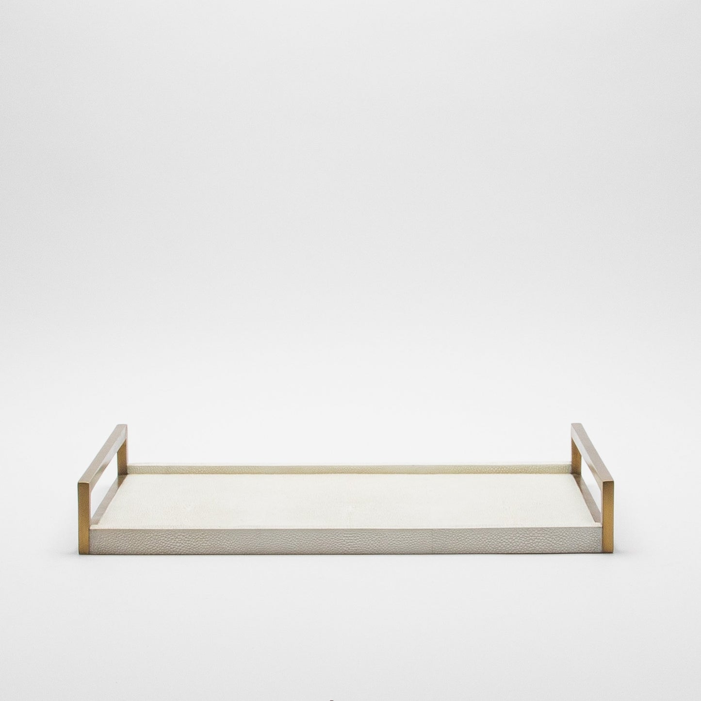Rectangular Tray in Natural Cream Shagreen with Bronze Patina Brass by R&Y Augousti