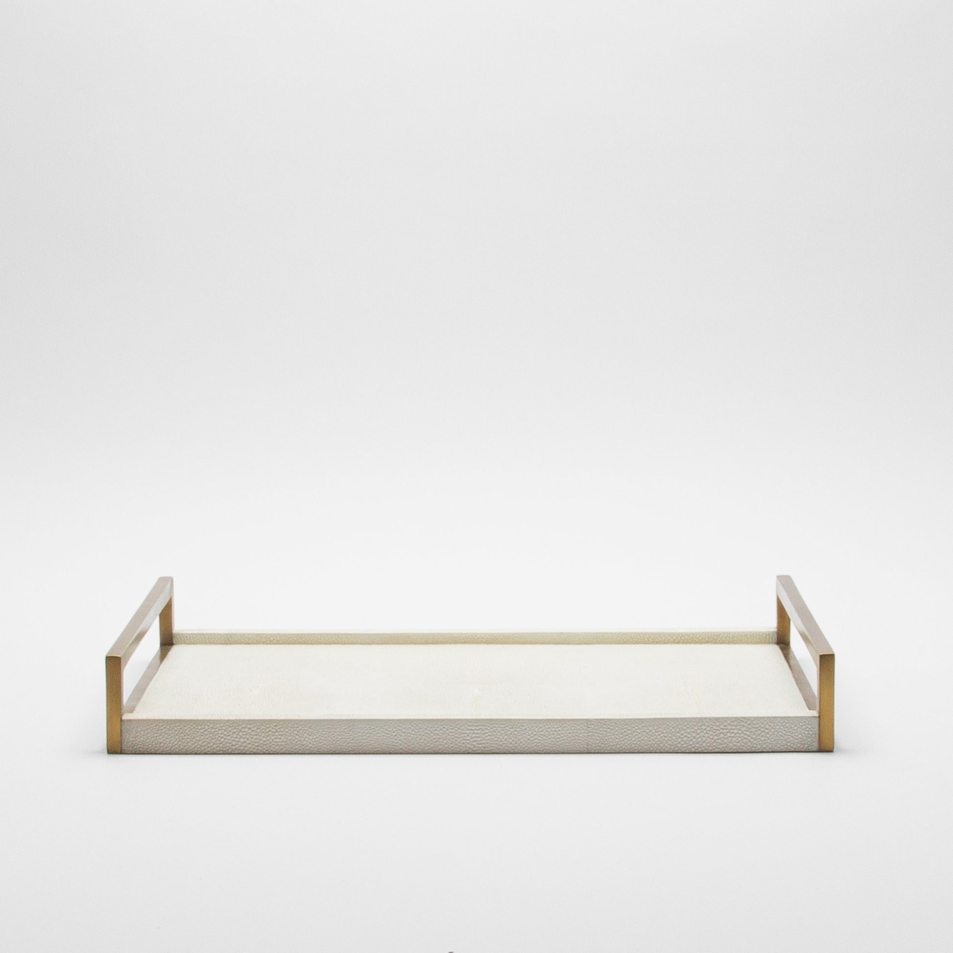 Rectangular Tray in Natural Cream Shagreen with Bronze Patina Brass by R&Y Augousti