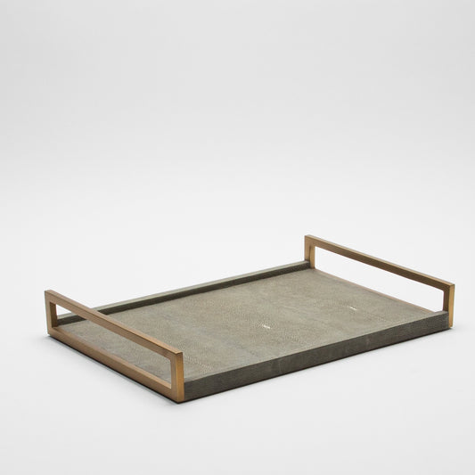 Rectangular Tray in Shagreen with Bronze by R&Y Augousti