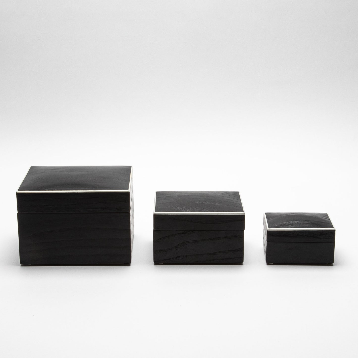 Set of 3 Curved Top Boxes in Black Oak by R&Y Augousti