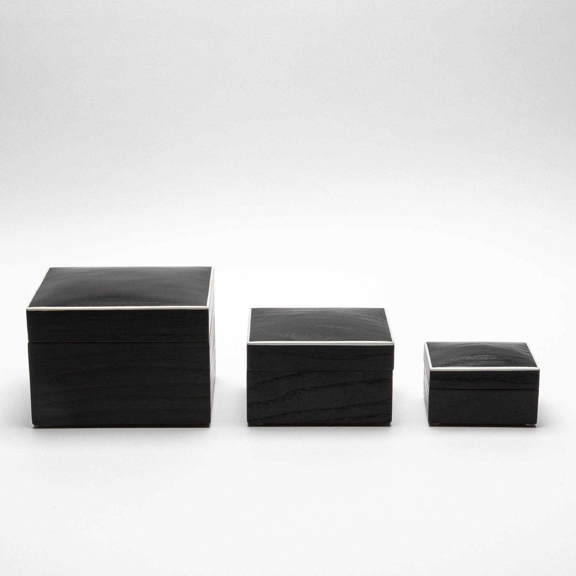 Set of 3 Curved Top Boxes in Black Oak by R&Y Augousti