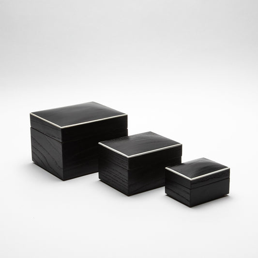 Set of 3 Curved Top Boxes in Black Oak by R&Y Augousti
