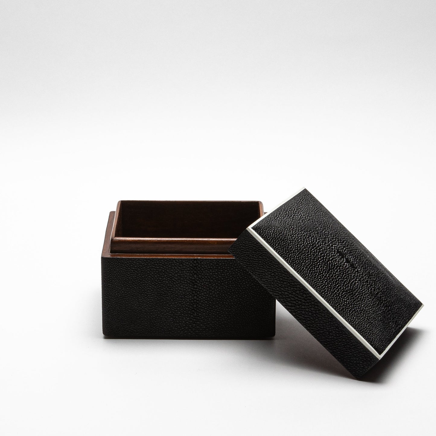Set of 3 Curved Top Boxes in Black Shagreen by R&Y Augousti
