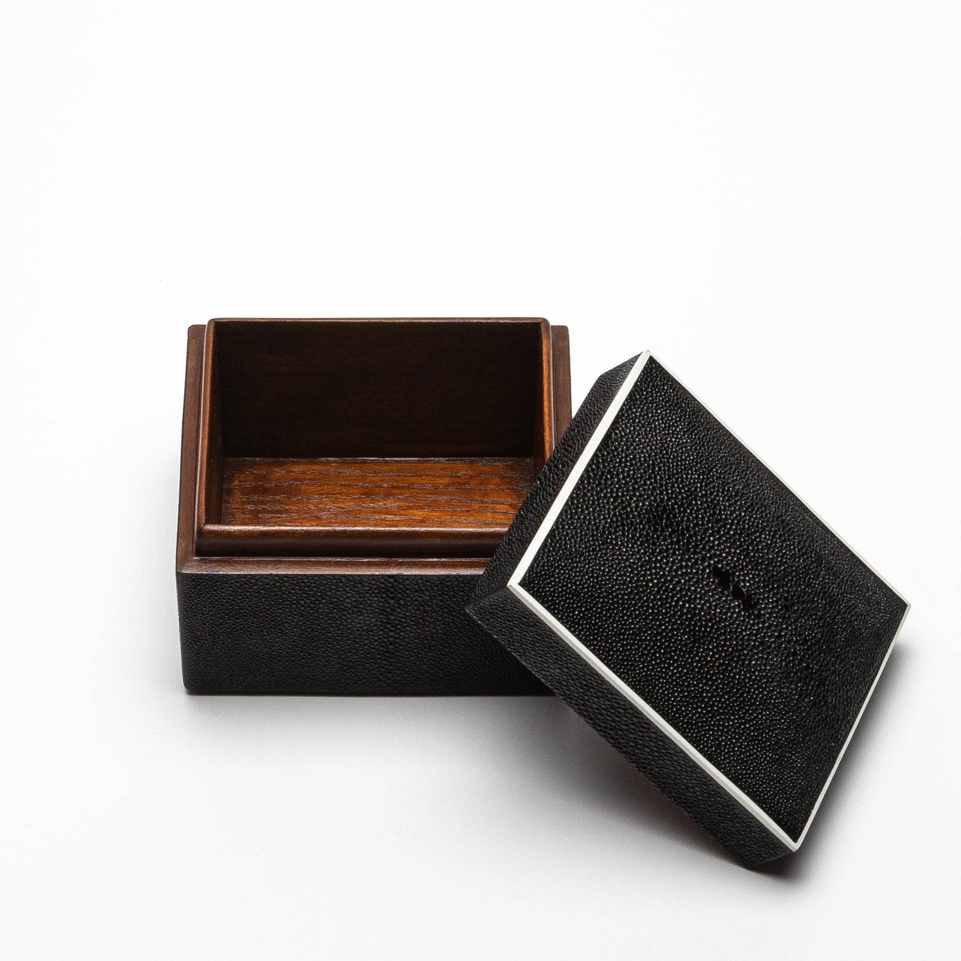 Set of 3 Curved Top Boxes in Black Shagreen by R&Y Augousti