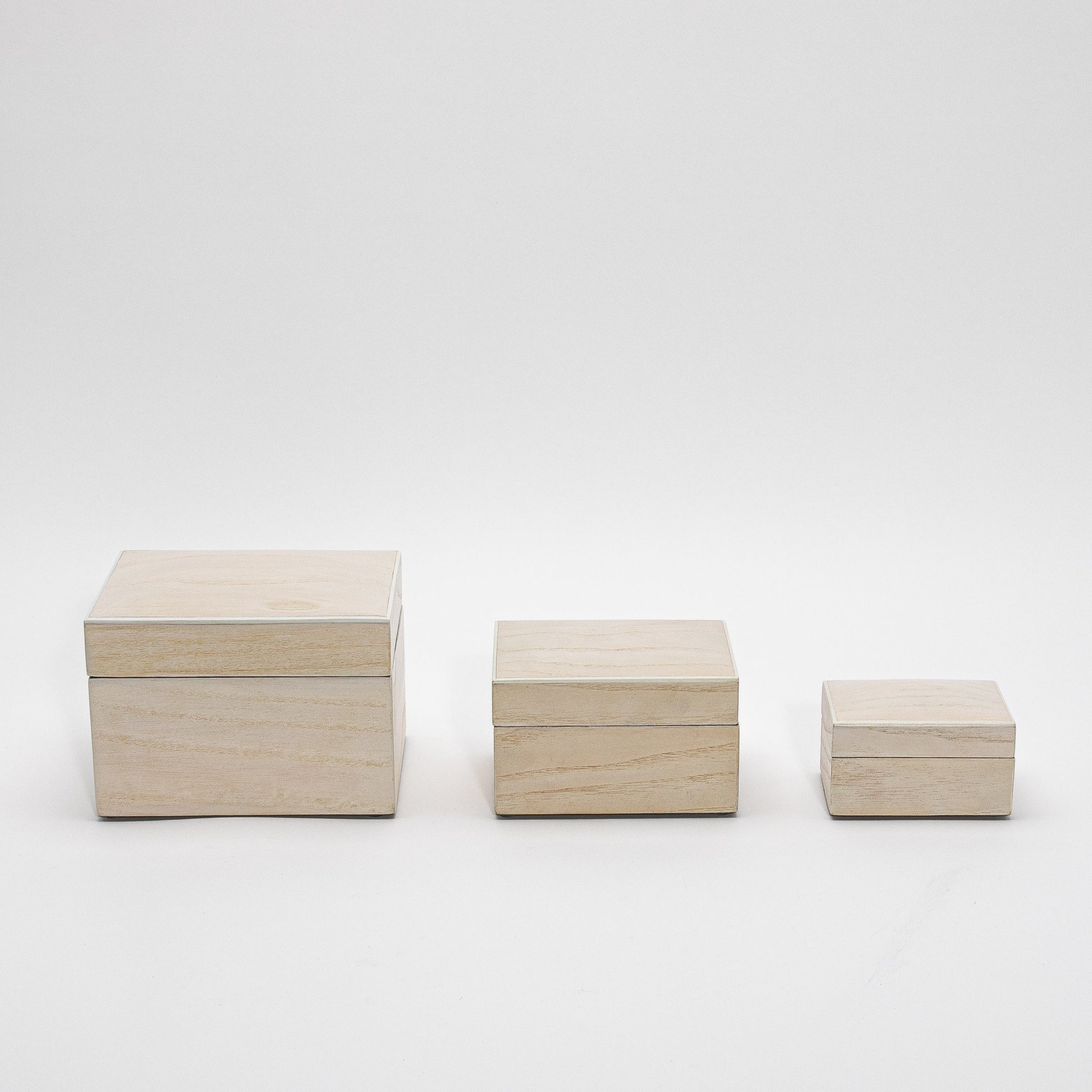 Set of 3 Curved Top Boxes in White Oak by R&Y Augousti