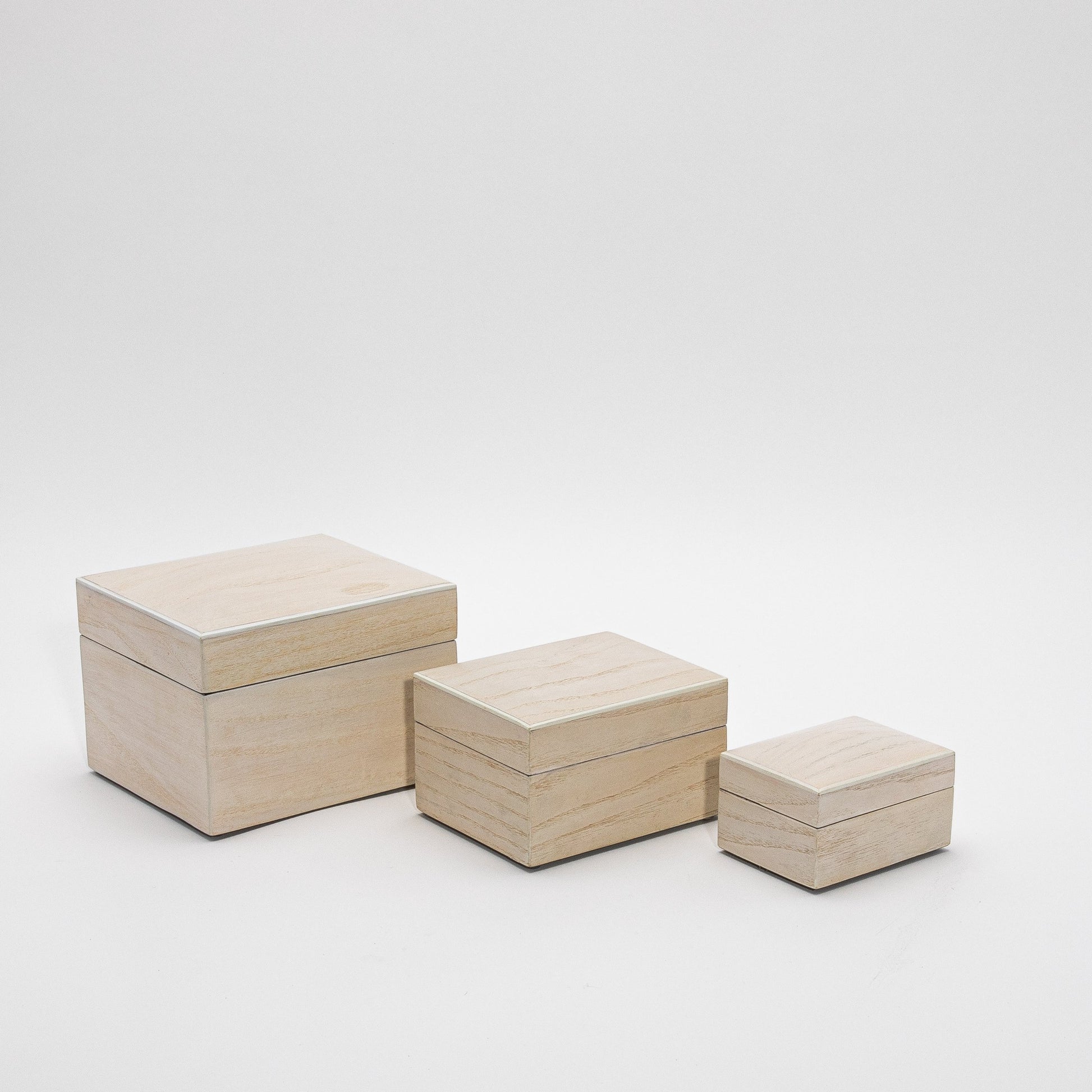 Set of 3 Curved Top Boxes in White Oak by R&Y Augousti