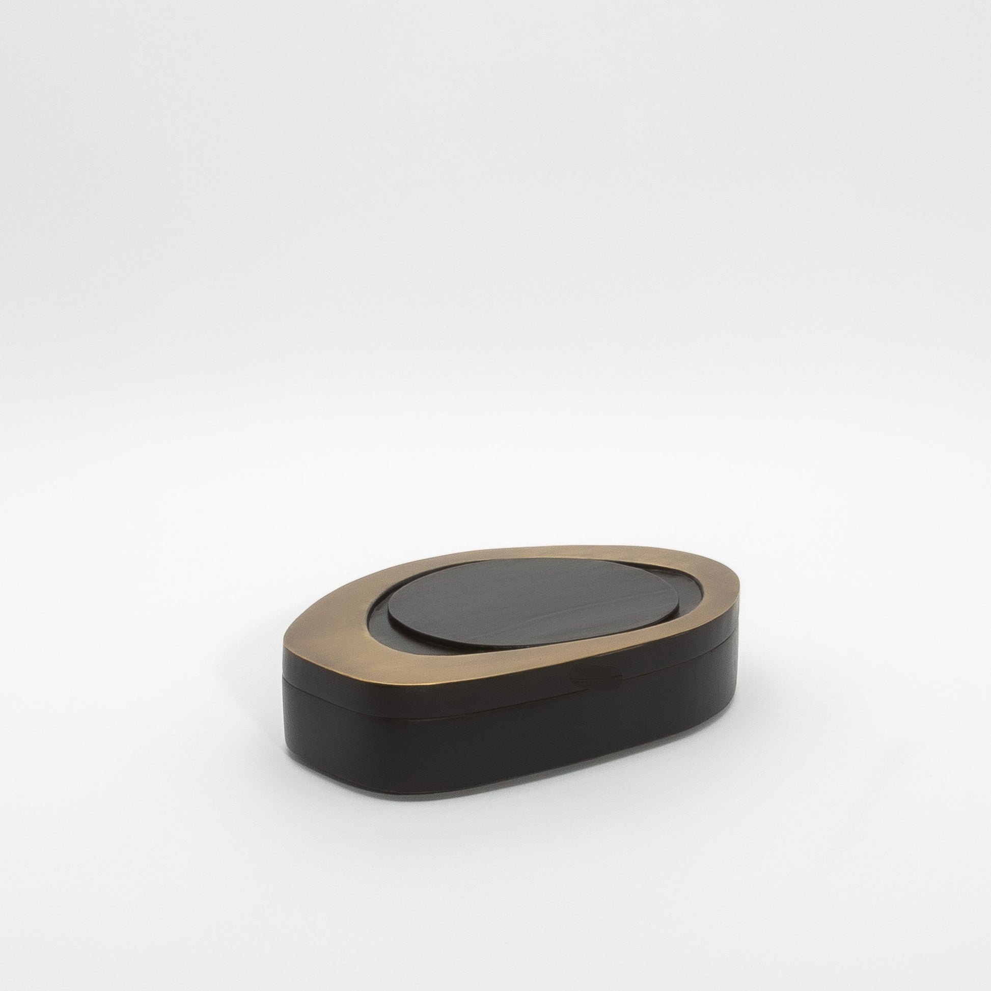 Set of 2 Boxes in Black Oak with Bronze Patina Brass by R&Y Augousti