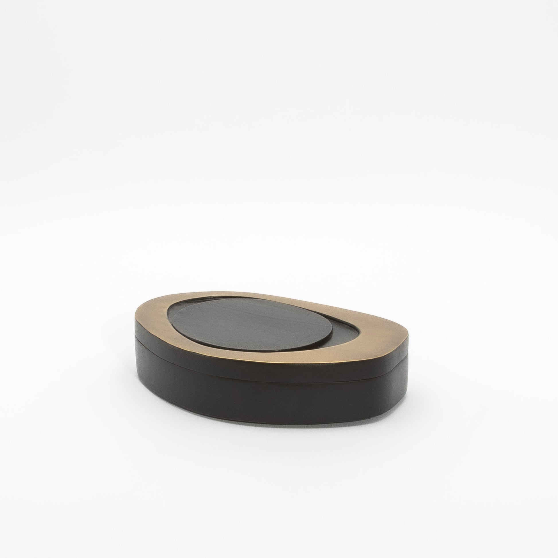 Set of 2 Boxes in Black Oak with Bronze Patina Brass by R&Y Augousti