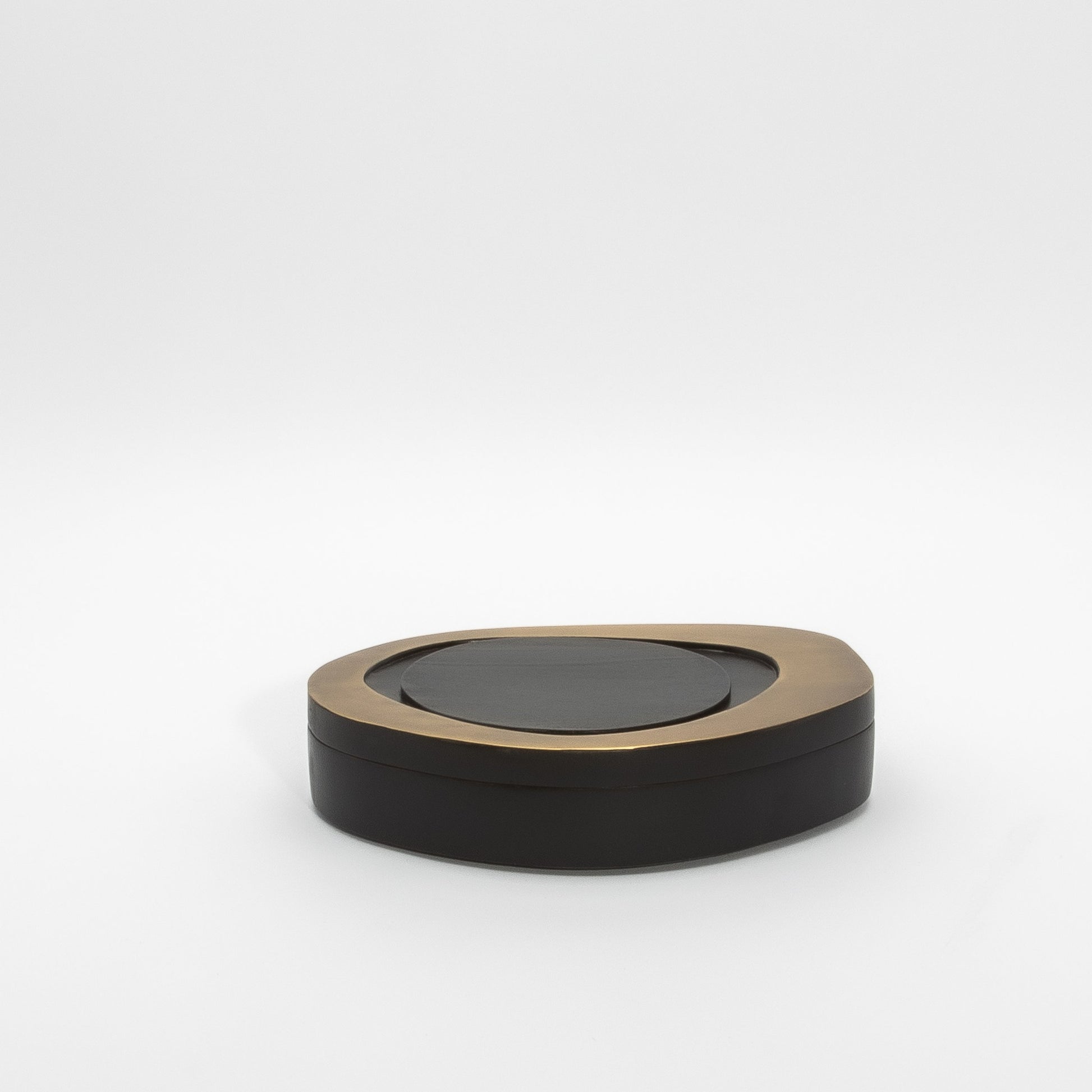 Set of 2 Boxes in Black Oak with Bronze Patina Brass by R&Y Augousti