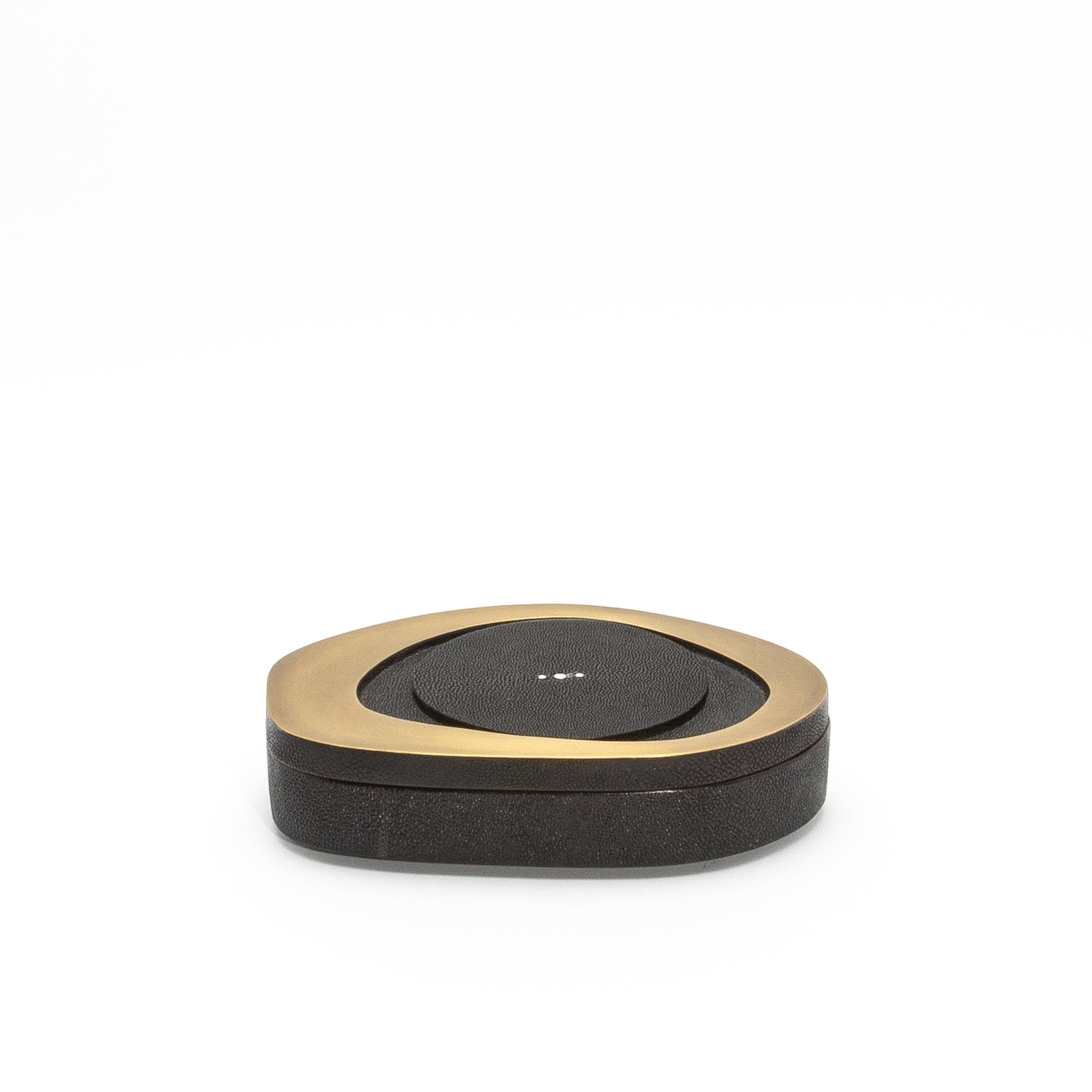 Set of 2 Boxes in Black Shagreen with Bronze Patina Brass by R&Y Augousti