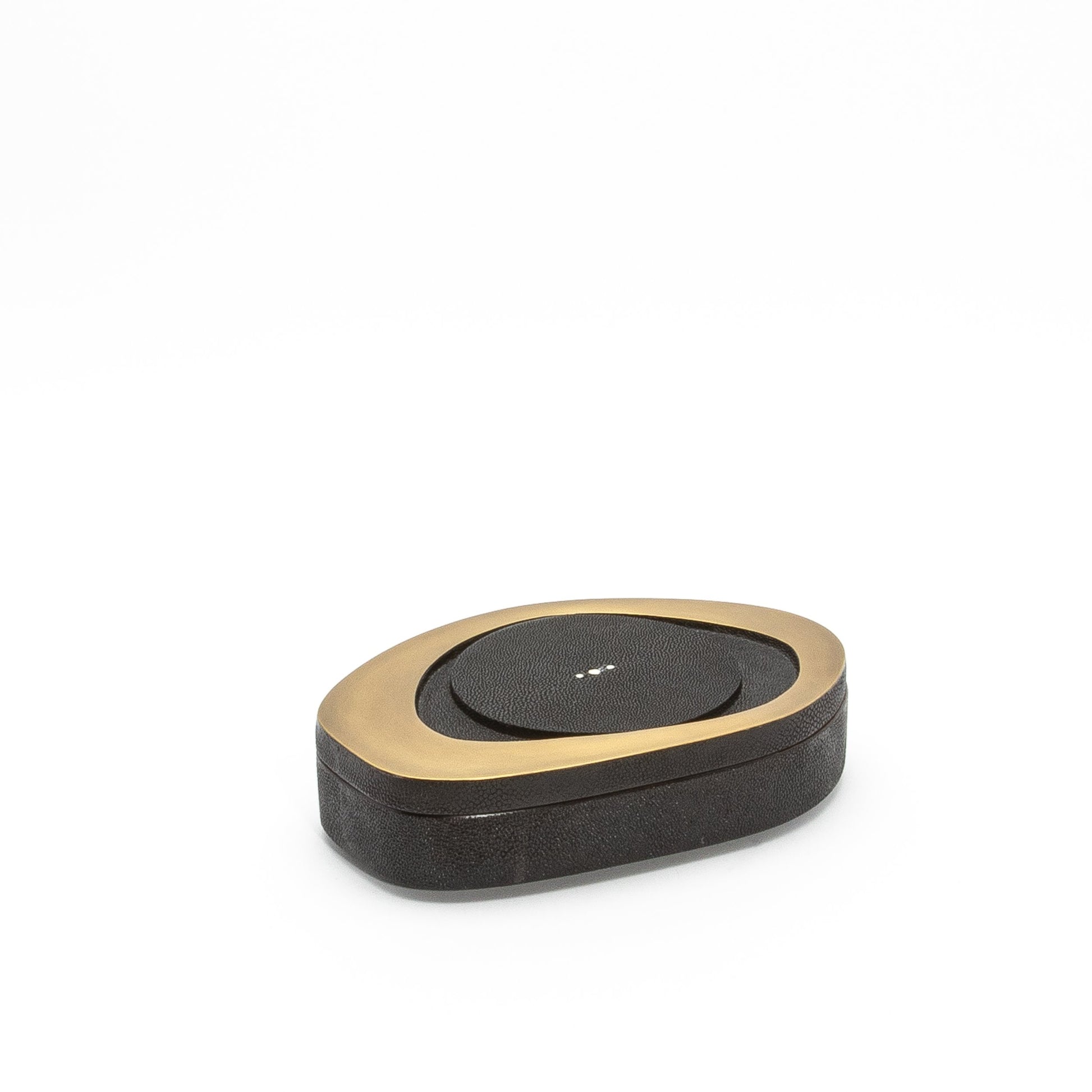 Set of 2 Boxes in Black Shagreen with Bronze Patina Brass by R&Y Augousti