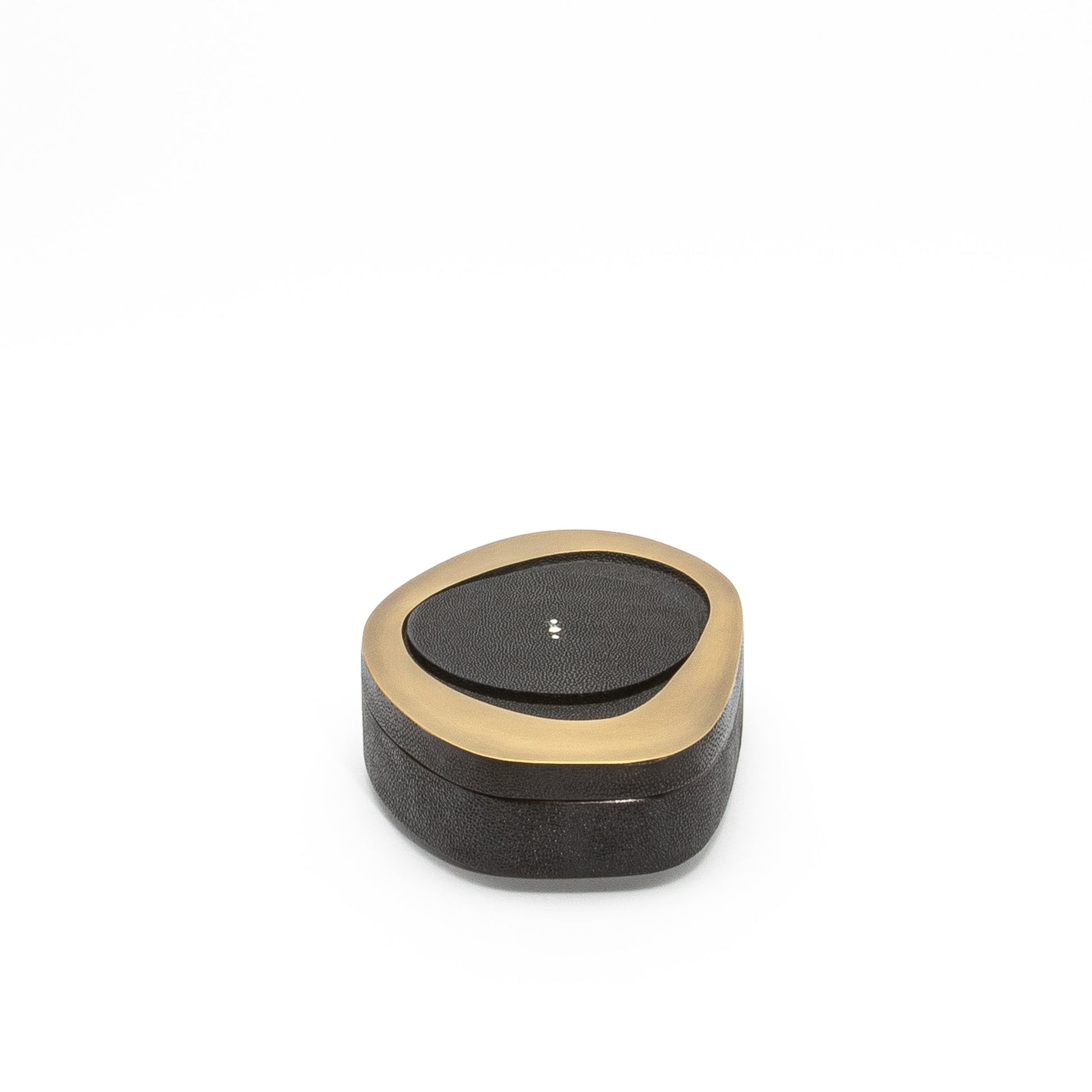 Set of 2 Boxes in Black Shagreen with Bronze Patina Brass by R&Y Augousti
