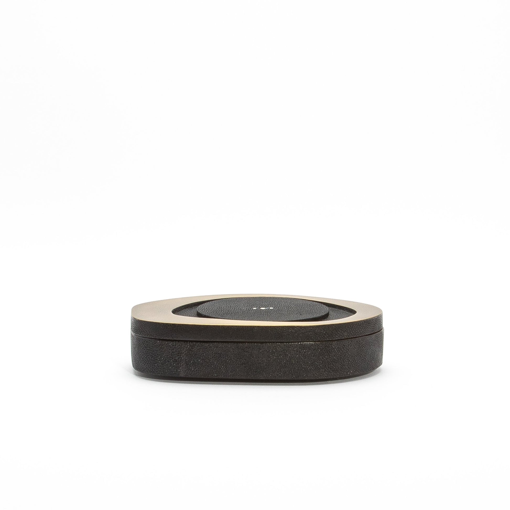 Set of 2 Boxes in Black Shagreen with Bronze Patina Brass by R&Y Augousti