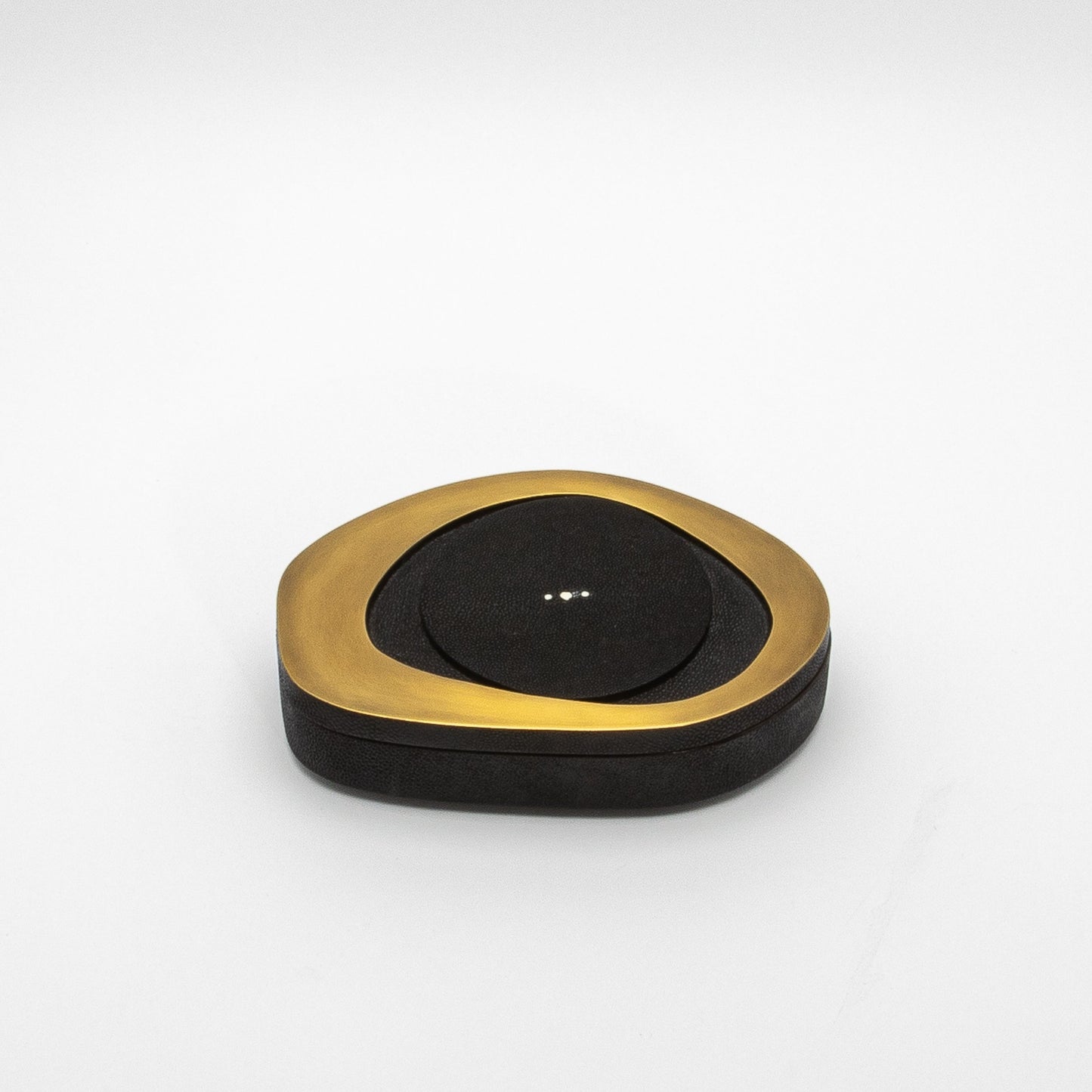 Set of 2 Boxes in Black Shagreen with Bronze Patina Brass by R&Y Augousti