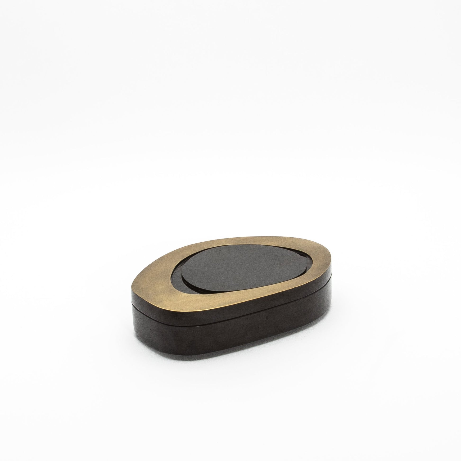 Set of 2 Boxes in Black Shell with Bronze Patina Brass by R&Y Augousti