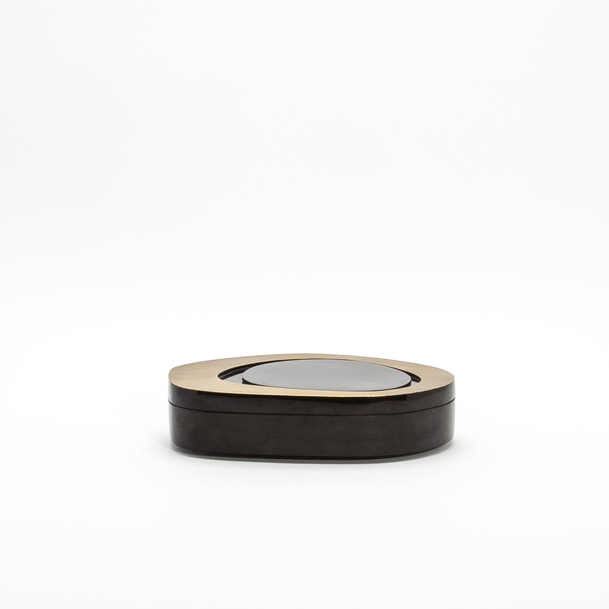 Set of 2 Boxes in Black Shell with Bronze Patina Brass by R&Y Augousti