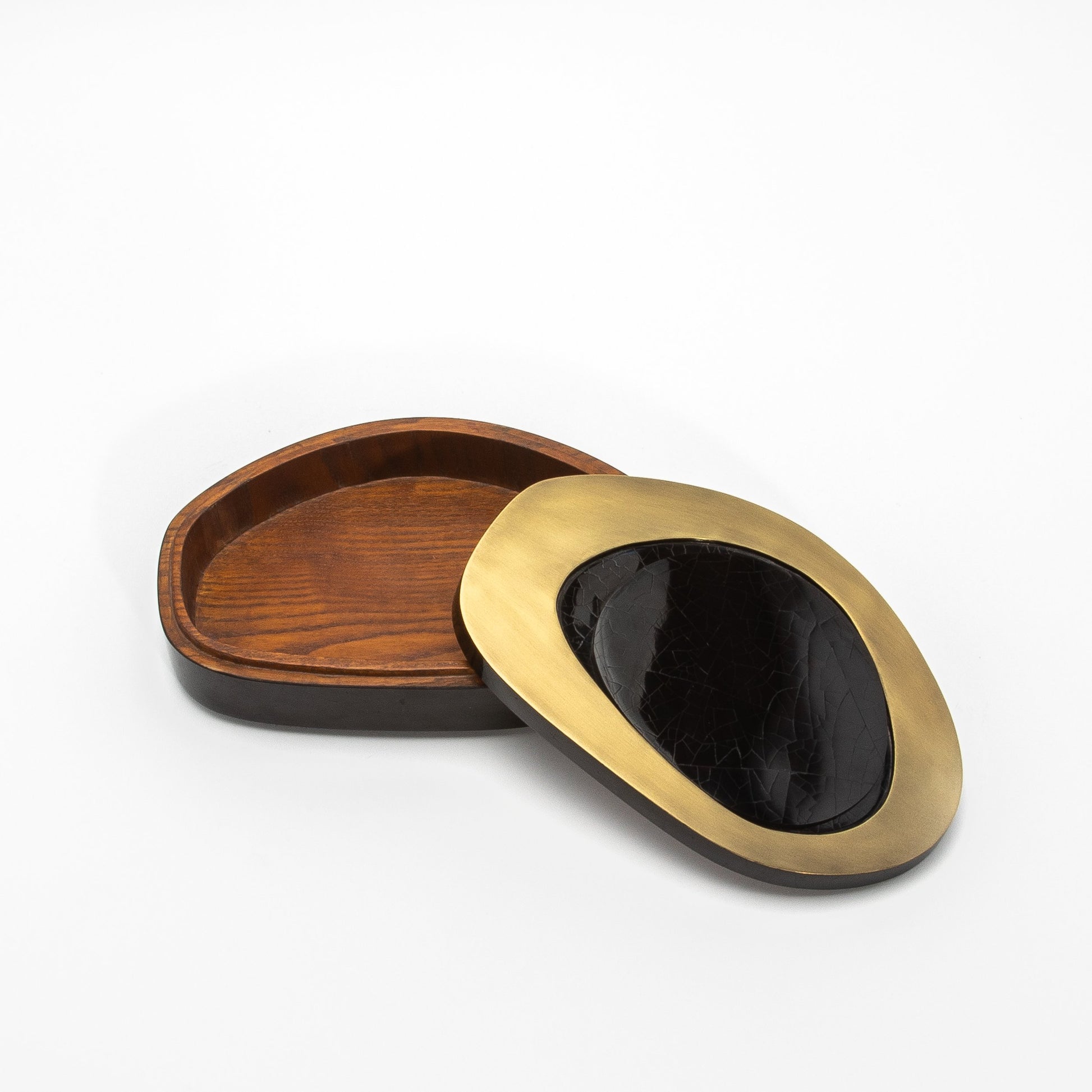 Set of 2 Boxes in Black Shell with Bronze Patina Brass by R&Y Augousti