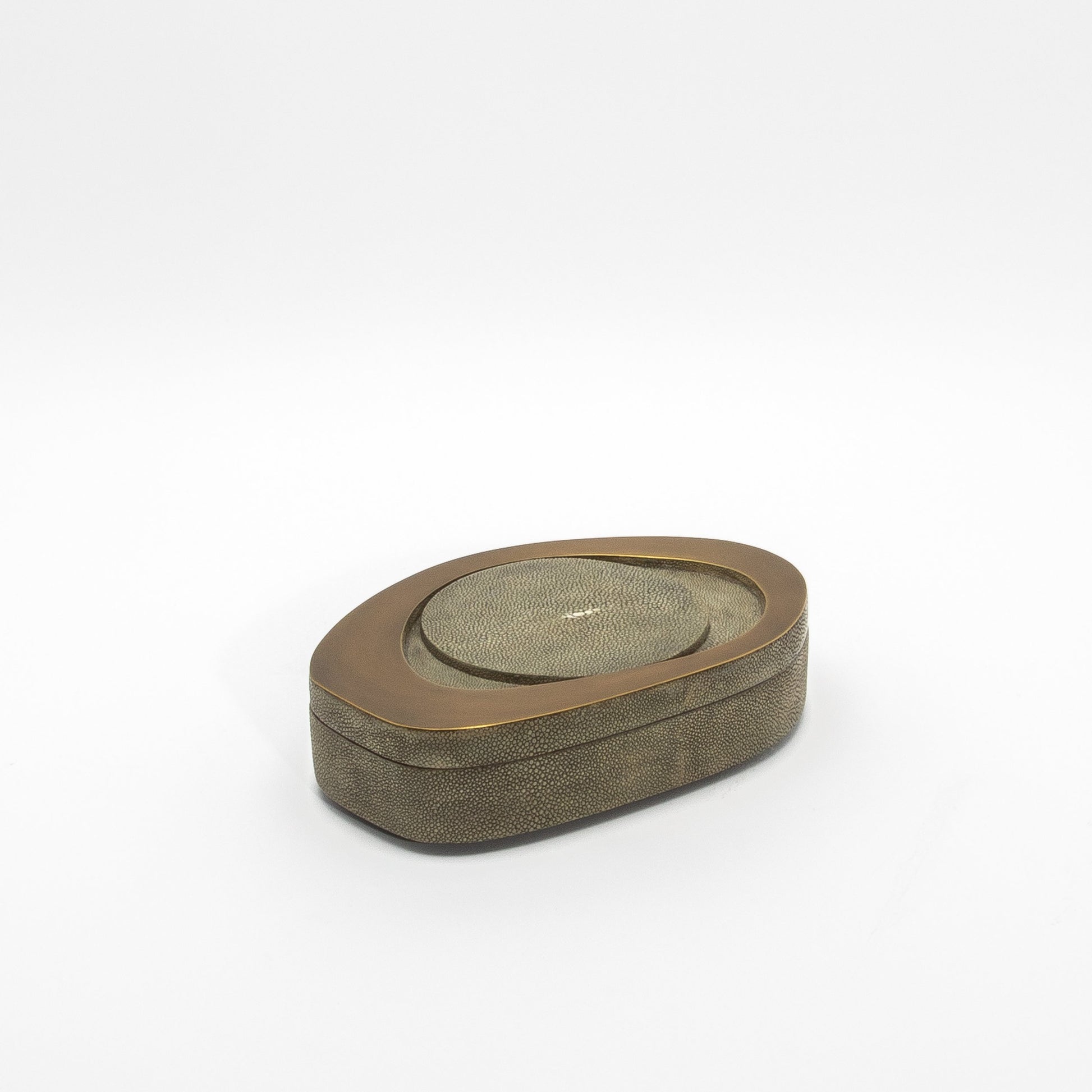 Set of 2 Boxes in Grey Shagreen with Bronze Patina Brass by R&Y Augousti