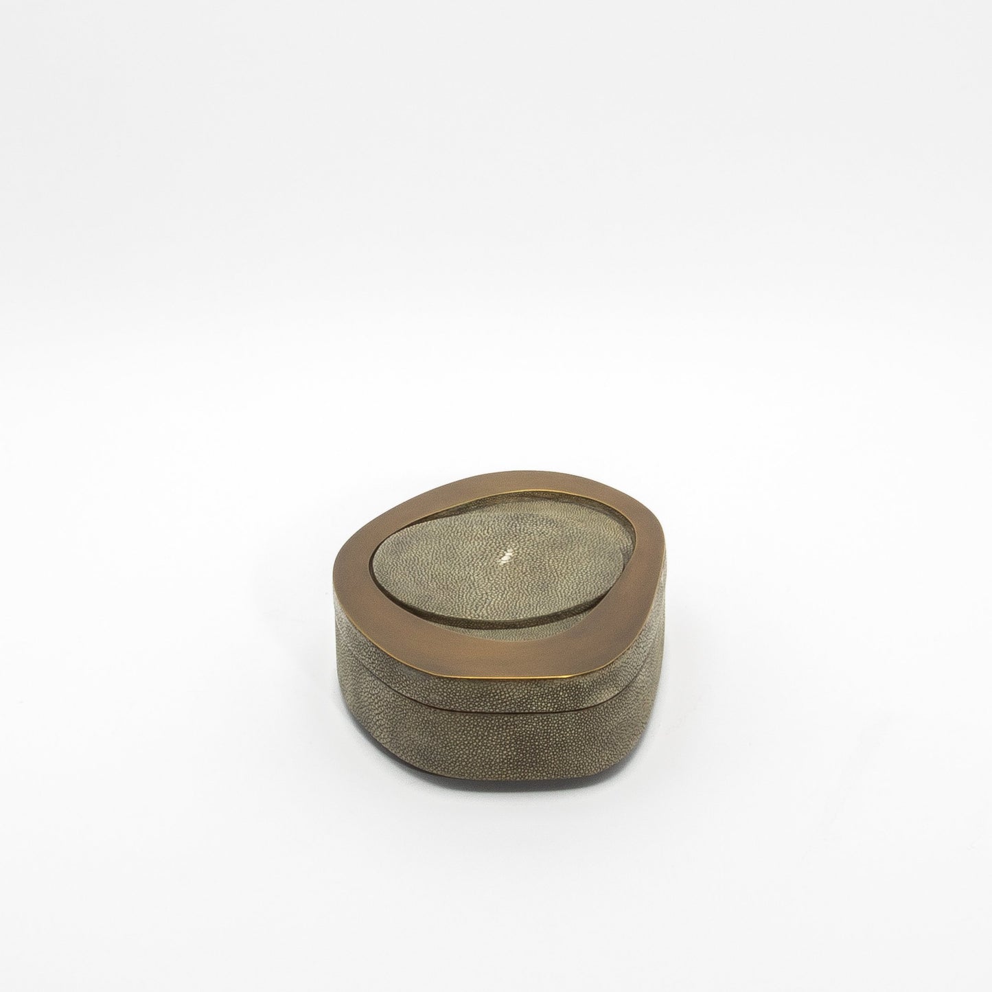 Set of 2 Boxes in Grey Shagreen with Bronze Patina Brass by R&Y Augousti