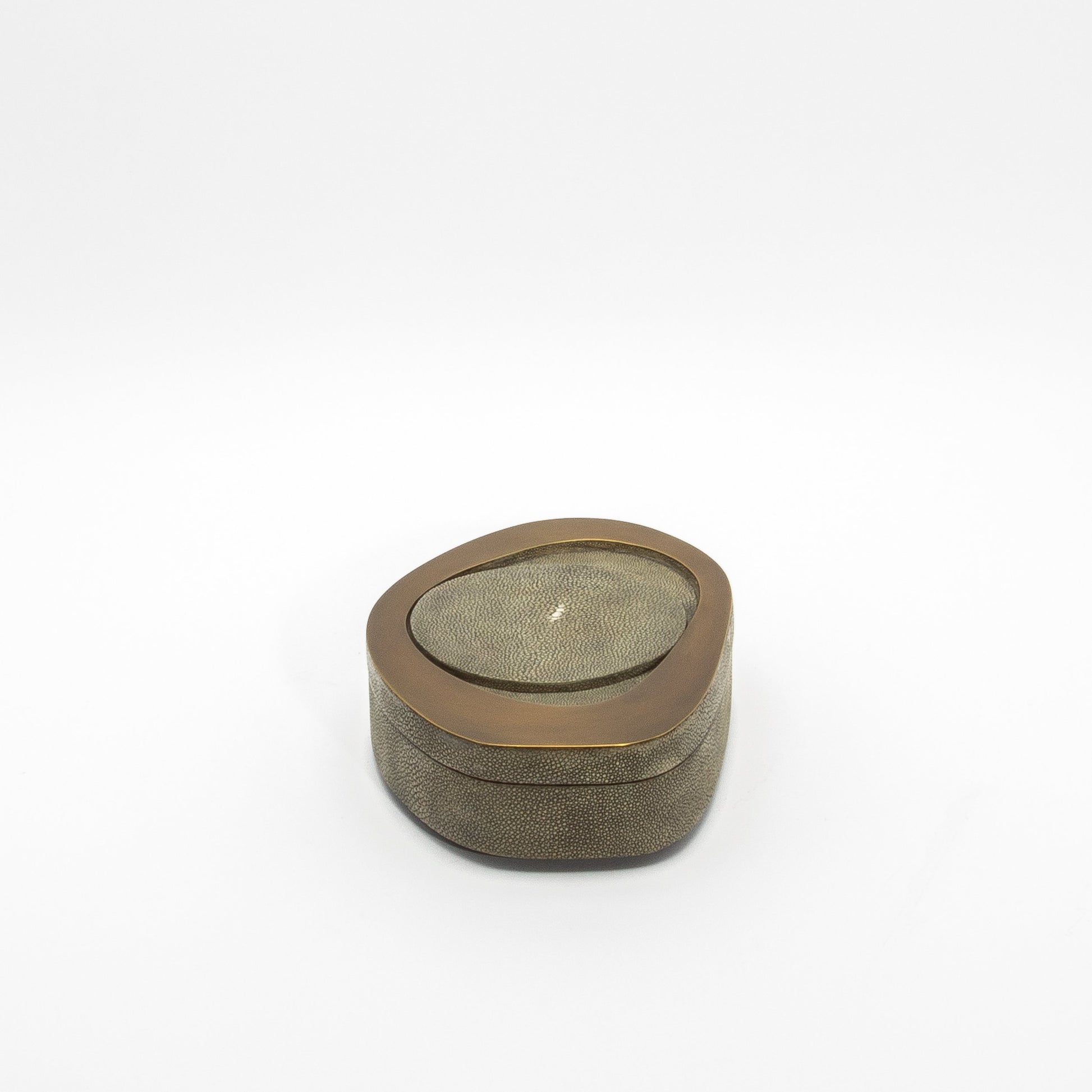 Set of 2 Boxes in Grey Shagreen with Bronze Patina Brass by R&Y Augousti