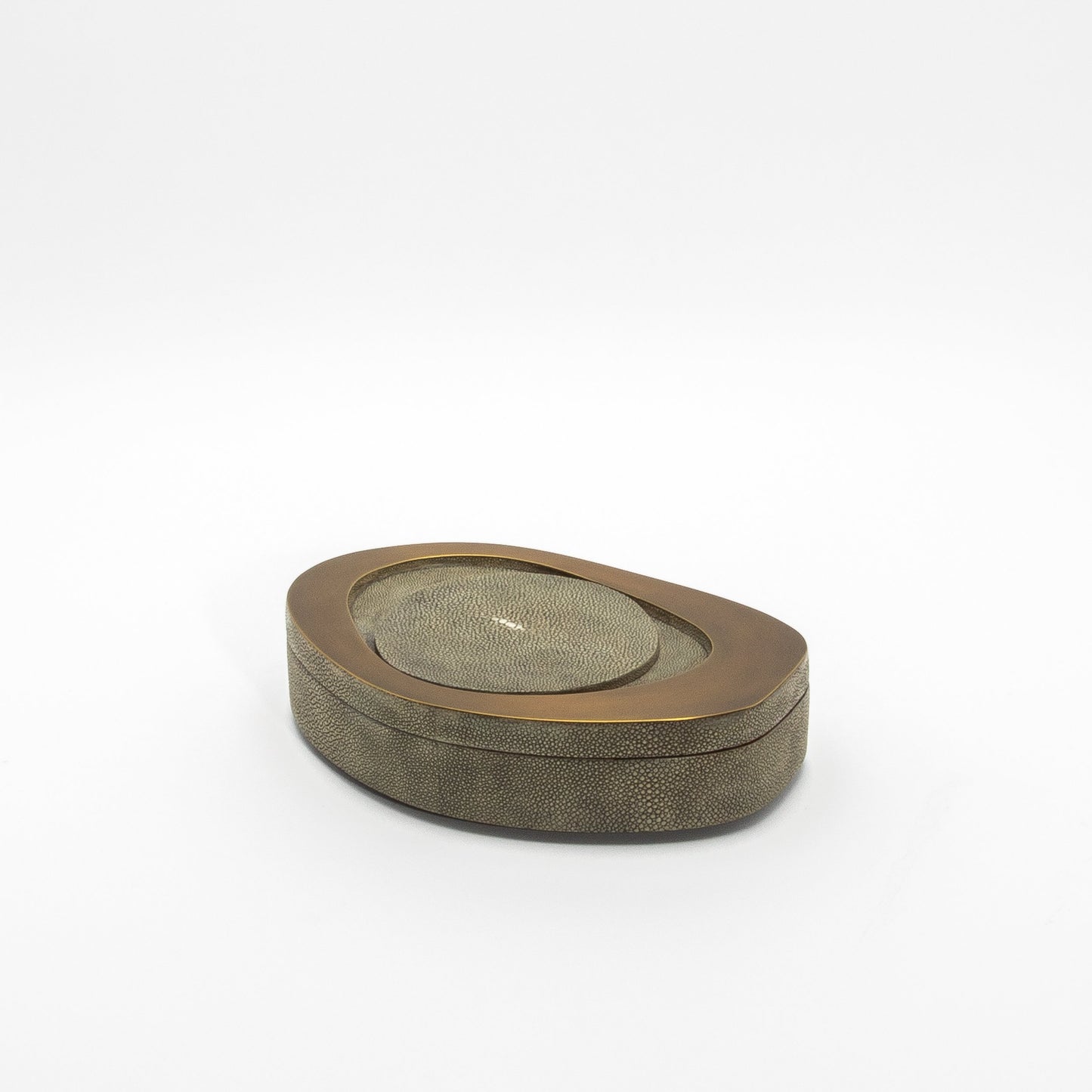 Set of 2 Boxes in Grey Shagreen with Bronze Patina Brass by R&Y Augousti