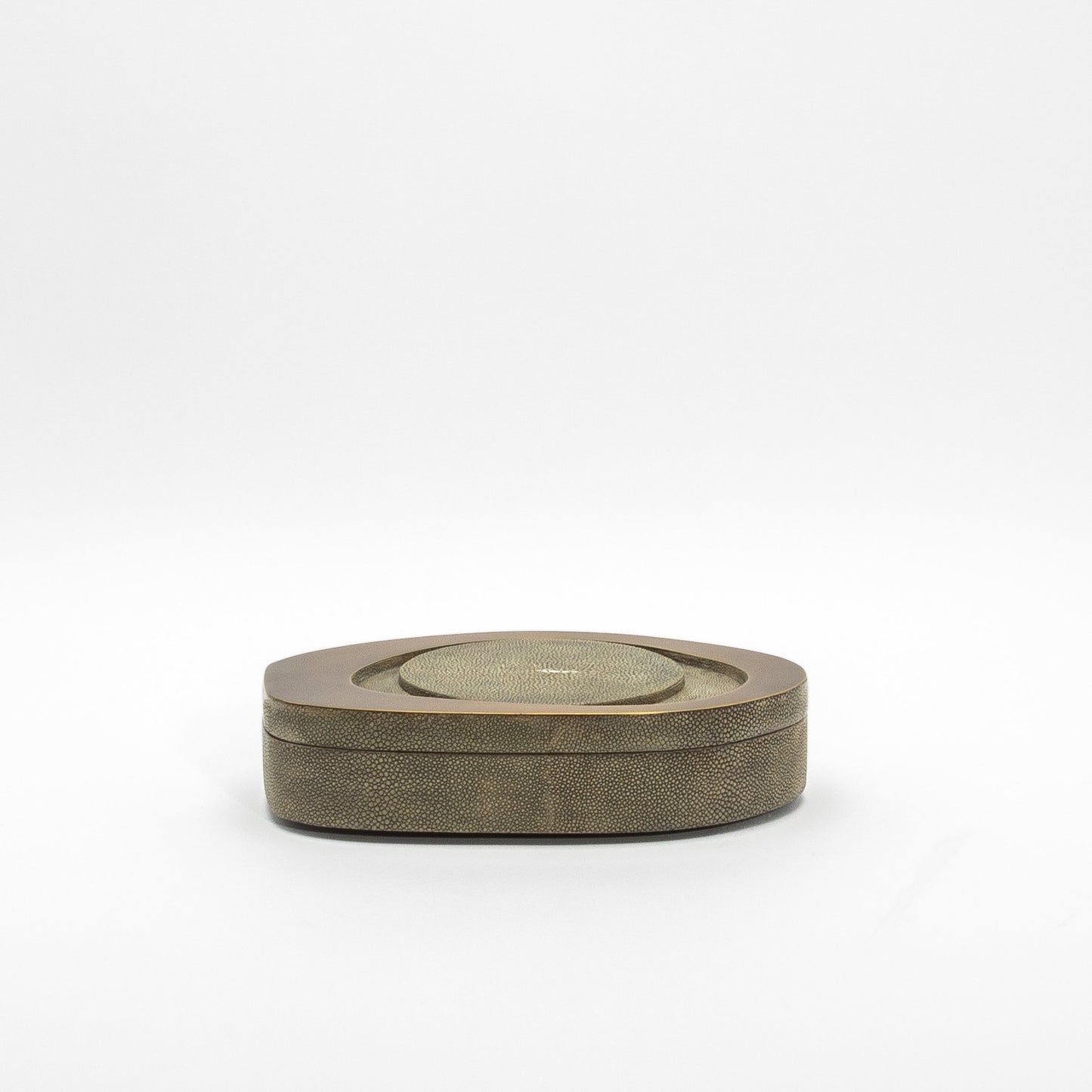 Set of 2 Boxes in Grey Shagreen with Bronze Patina Brass by R&Y Augousti