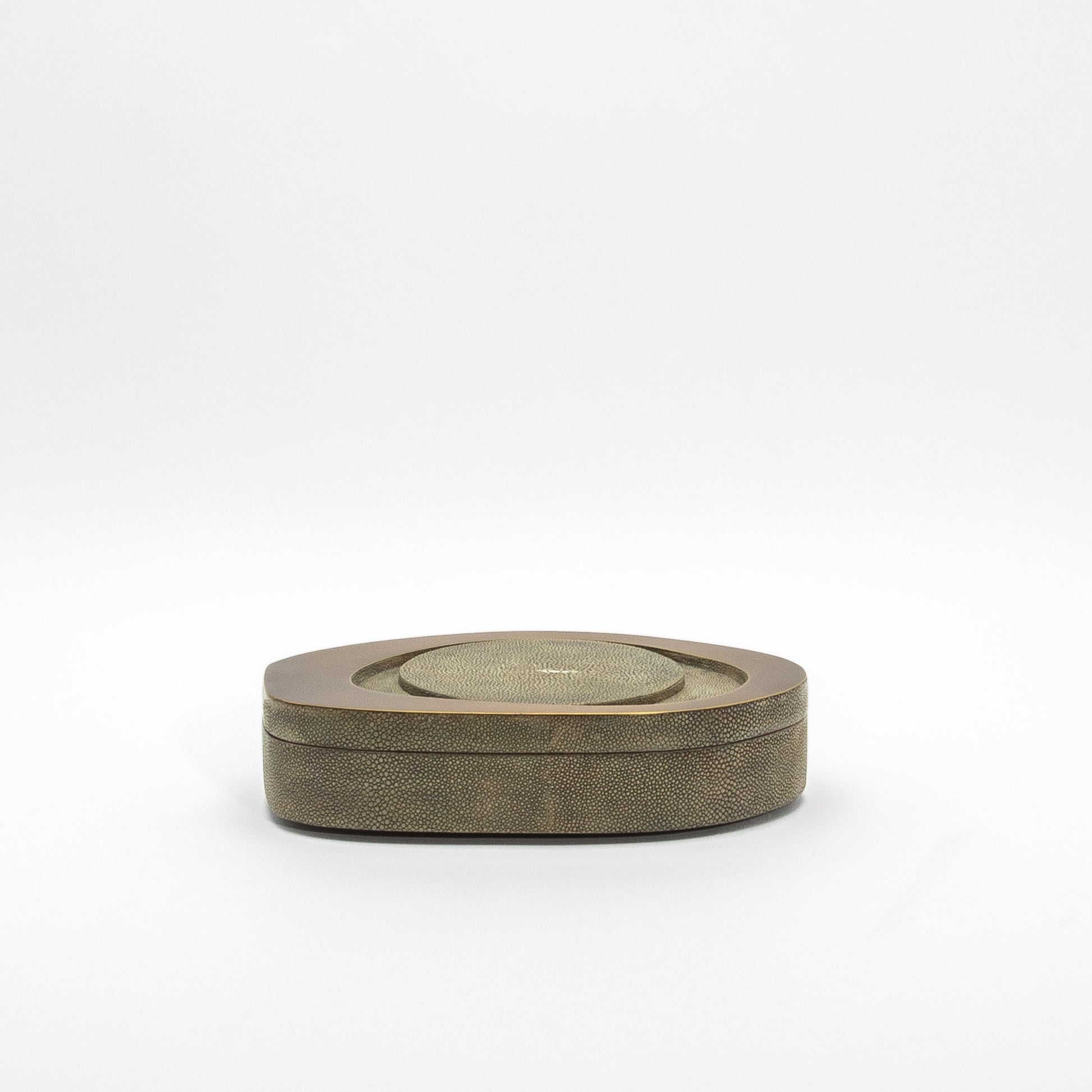 Set of 2 Boxes in Grey Shagreen with Bronze Patina Brass by R&Y Augousti