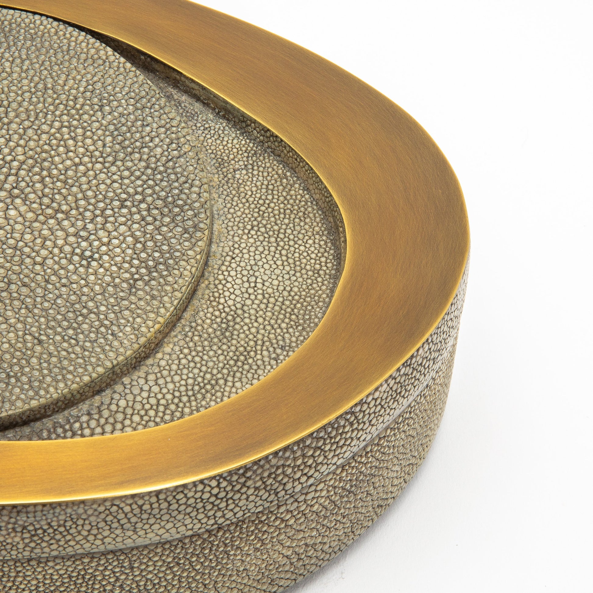 Set of 2 Boxes in Grey Shagreen with Bronze Patina Brass by R&Y Augousti