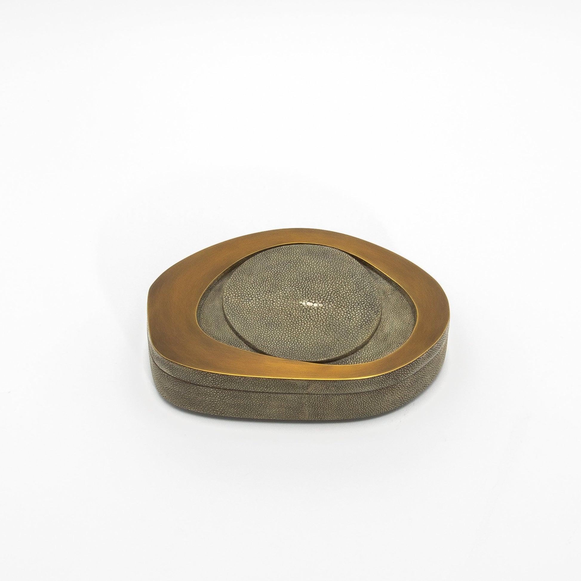 Set of 2 Boxes in Grey Shagreen with Bronze Patina Brass by R&Y Augousti